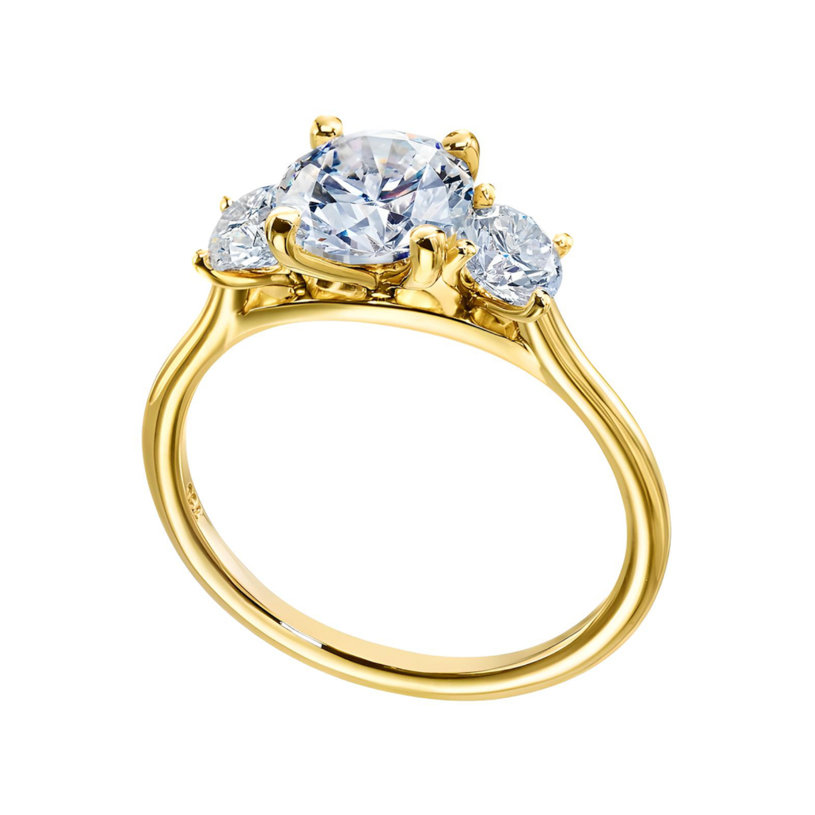 Gold and Diamond Three Stone Engagement Ring Mounting