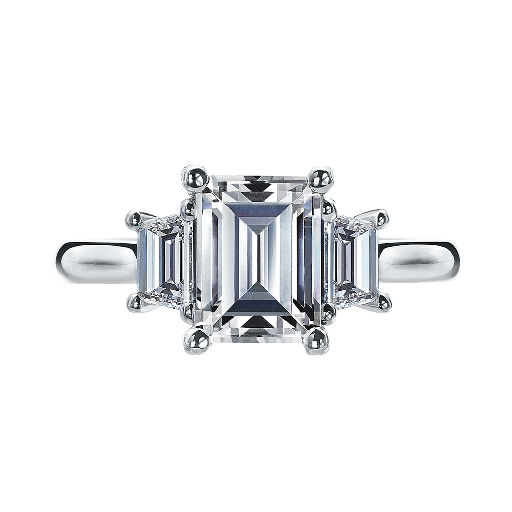 Platinum and Diamond Three Stone Engagement Ring Mounting