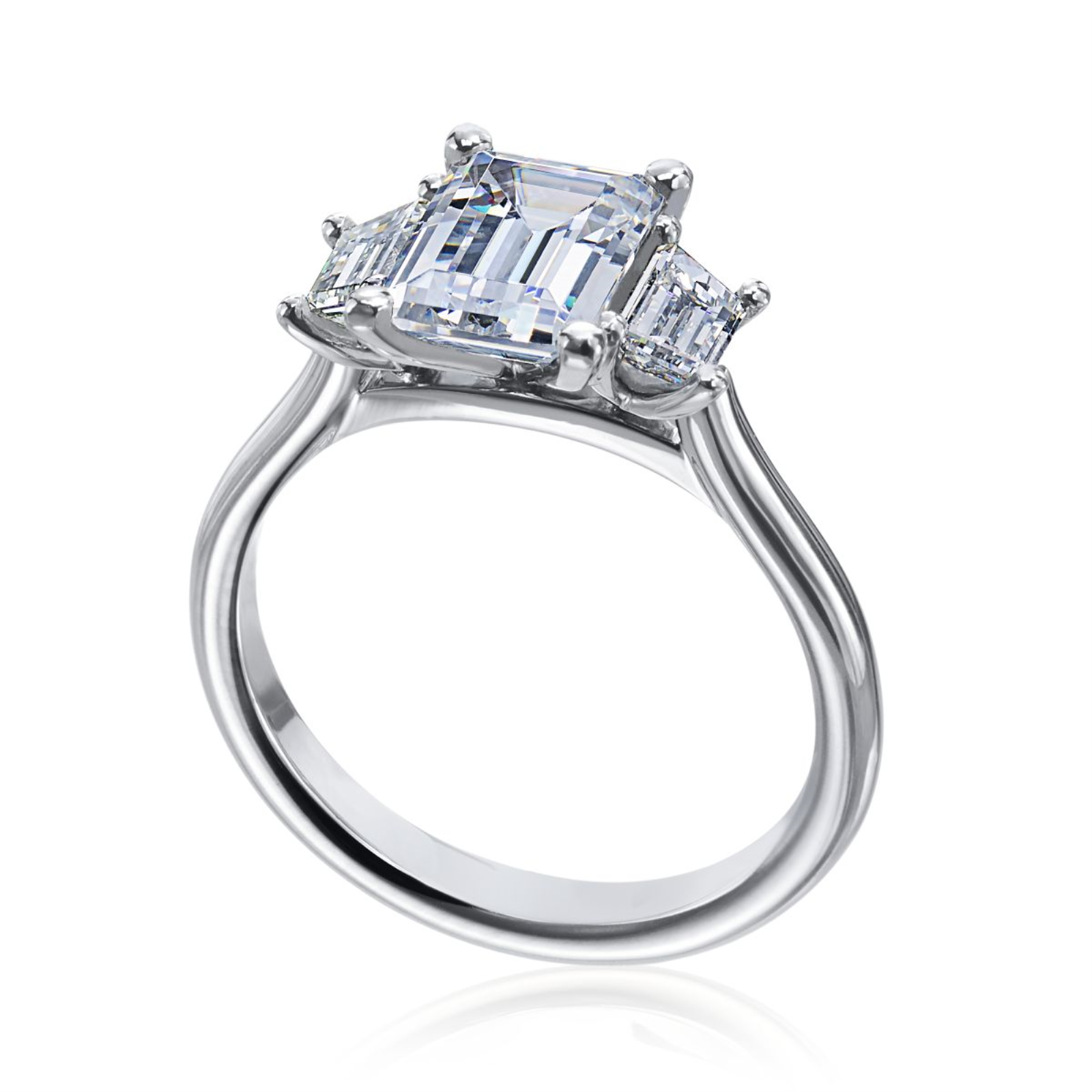 Platinum and Diamond Three Stone Engagement Ring Mounting