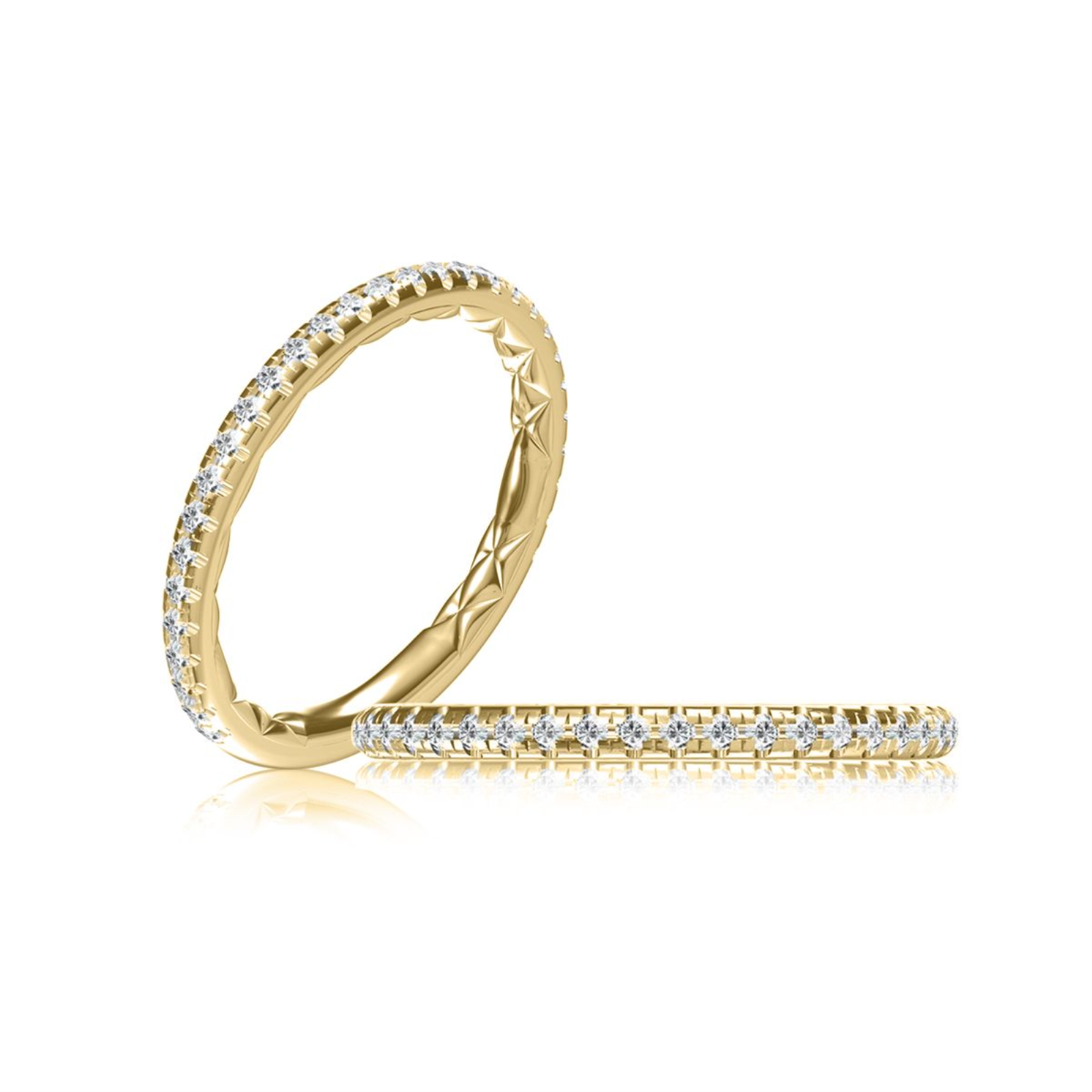 Gold and Diamond Pave Wedding Band