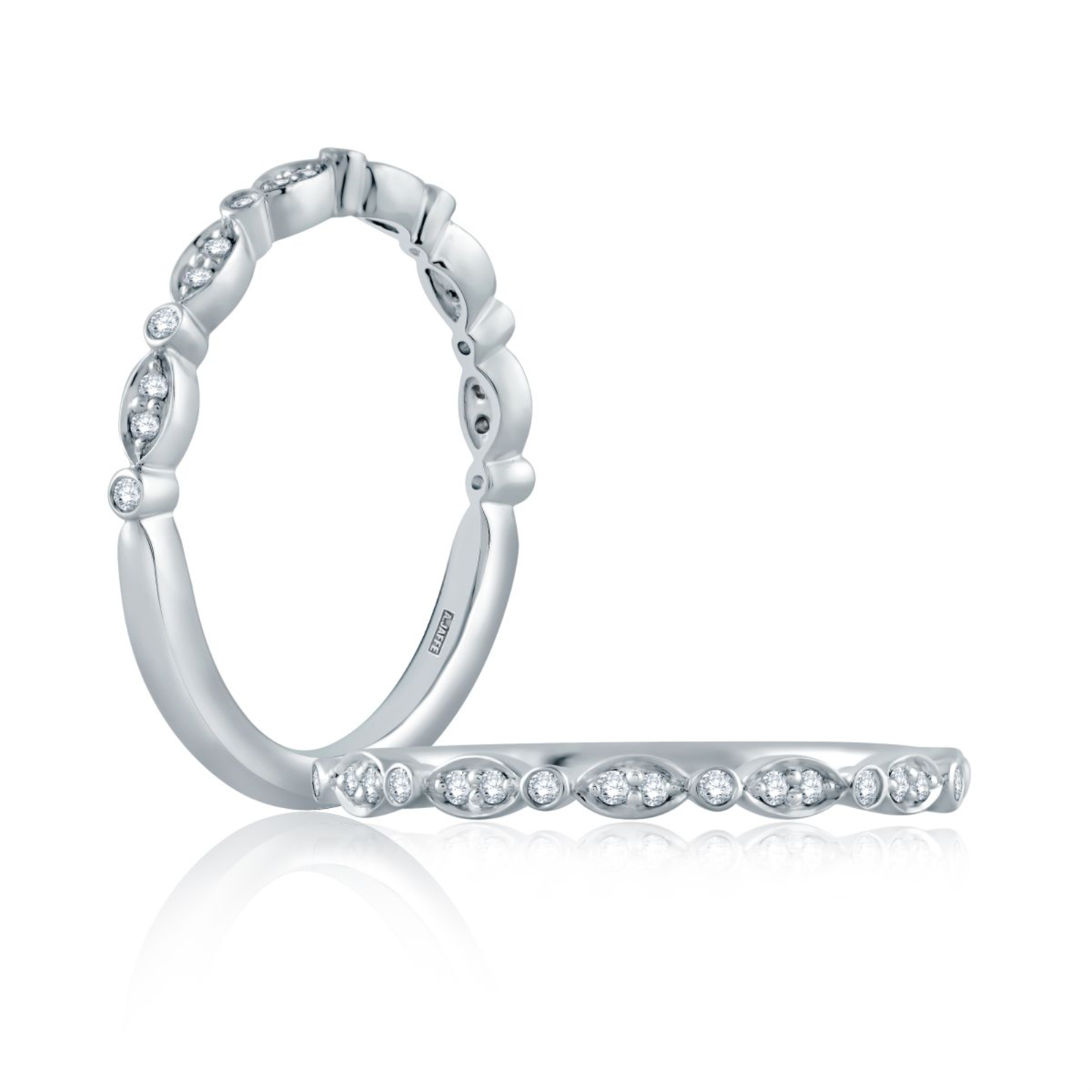 Platinum and Diamond Stackable Wedding Band