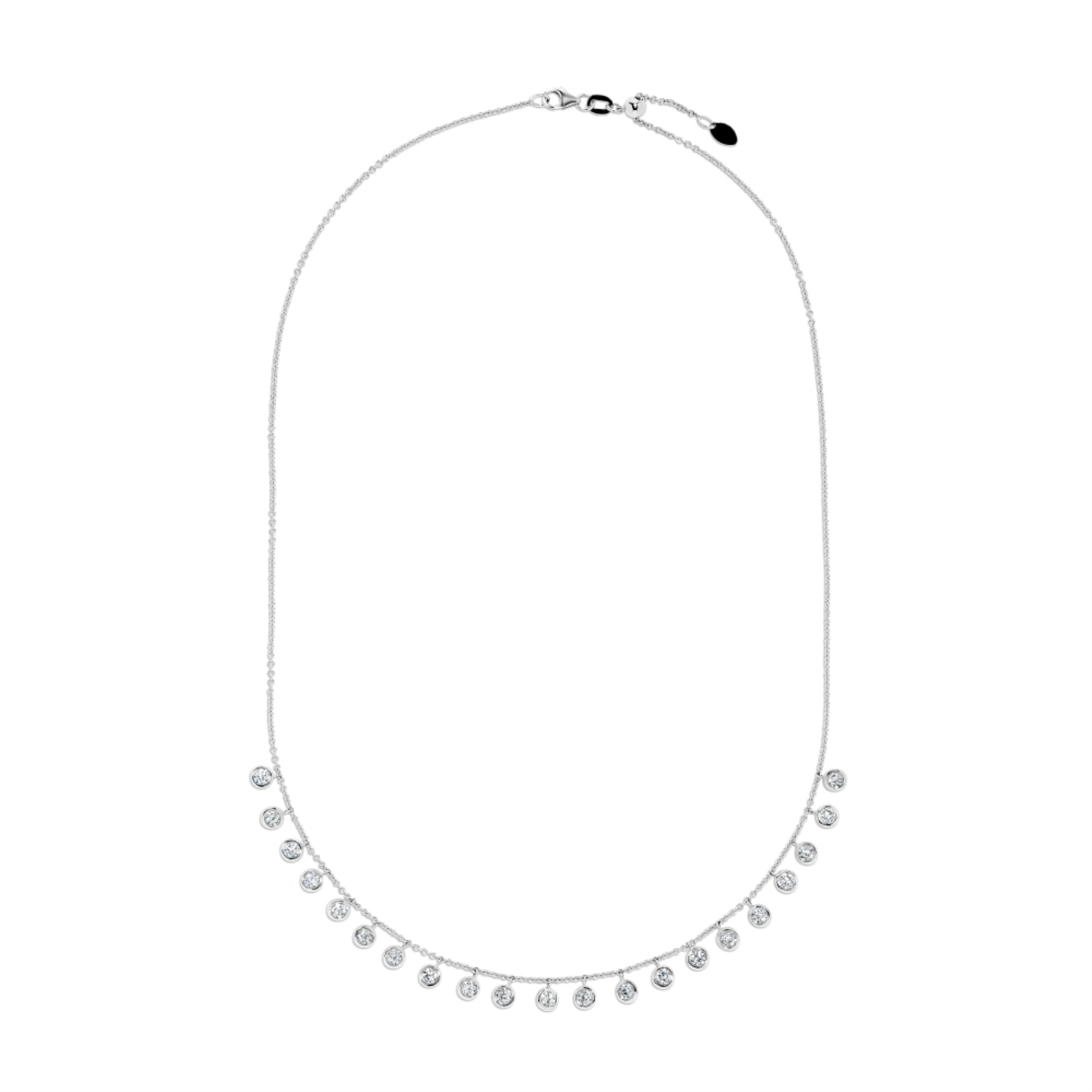 White Gold and Diamond Bezel Statement Necklace