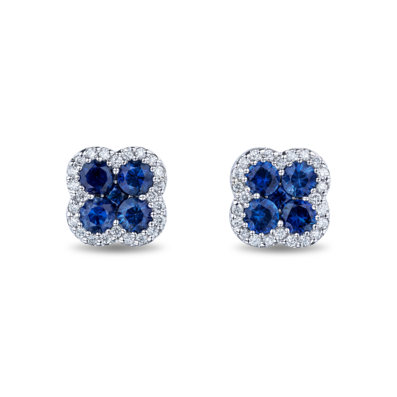 White Gold Sapphire and Diamond Stud Earrings