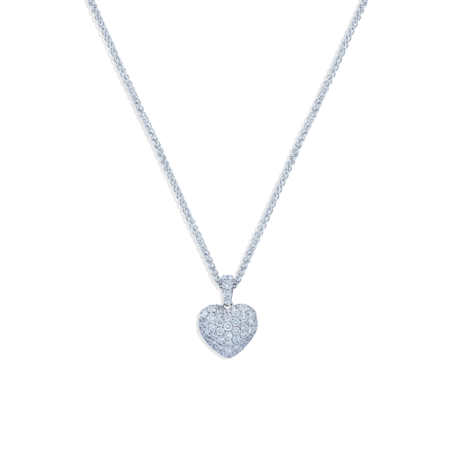 White Gold and Diamond Small Heart Necklace
