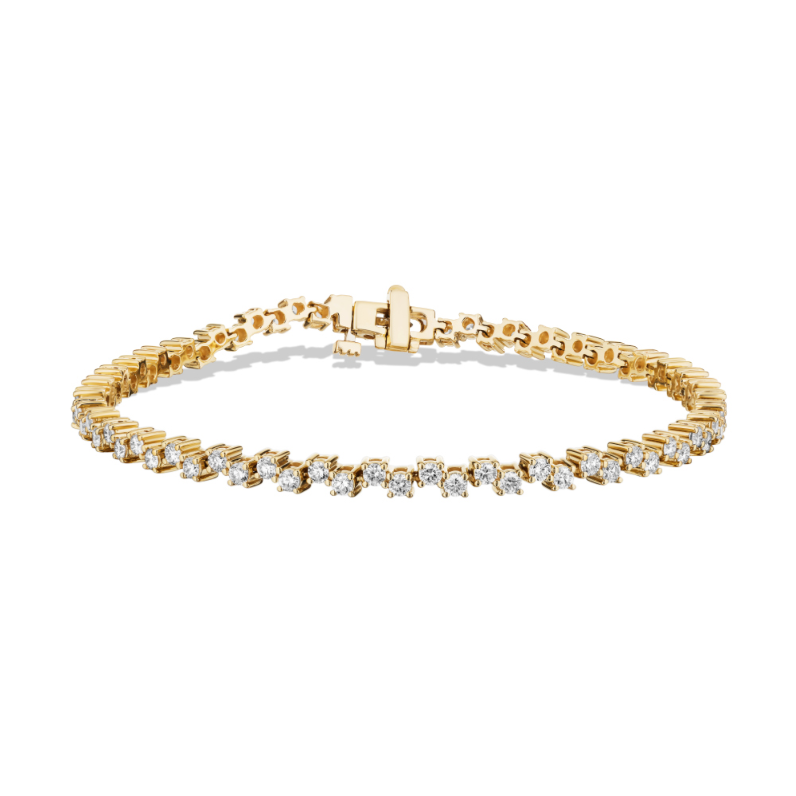 Gold and Diamond Zig Zag Tennis Bracelet