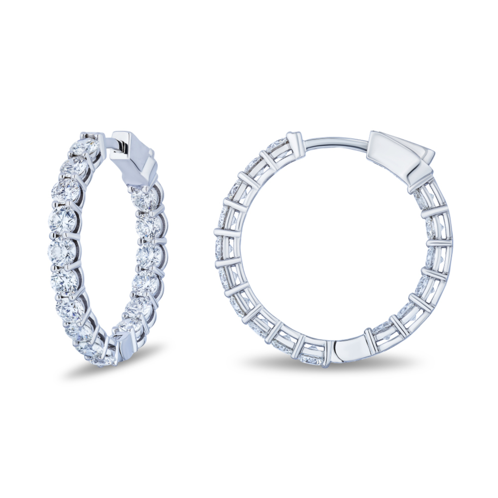 White Gold and Diamond Hoop Earrings