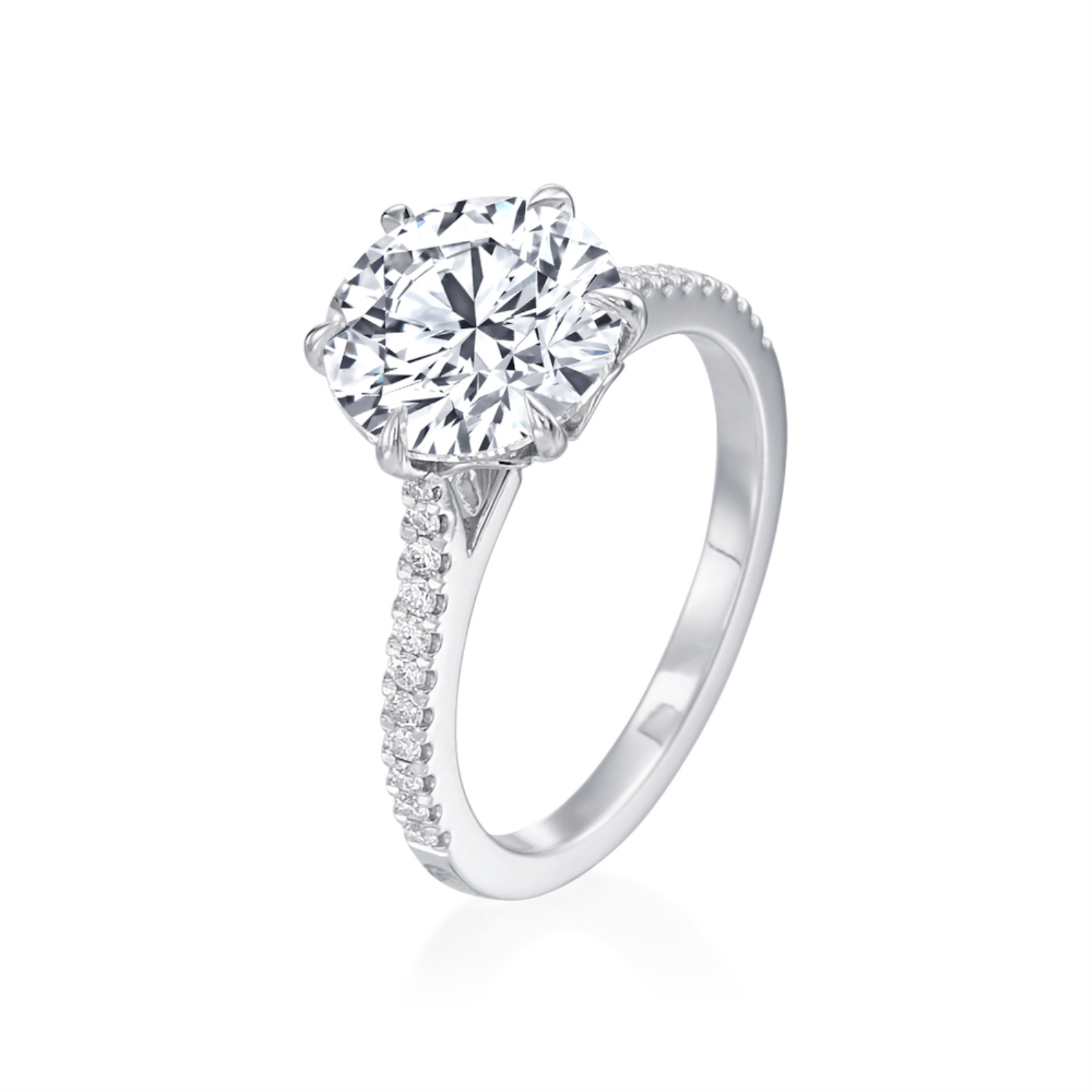 Platinum and Diamond Pave Solitaire Engagement Ring Mounting