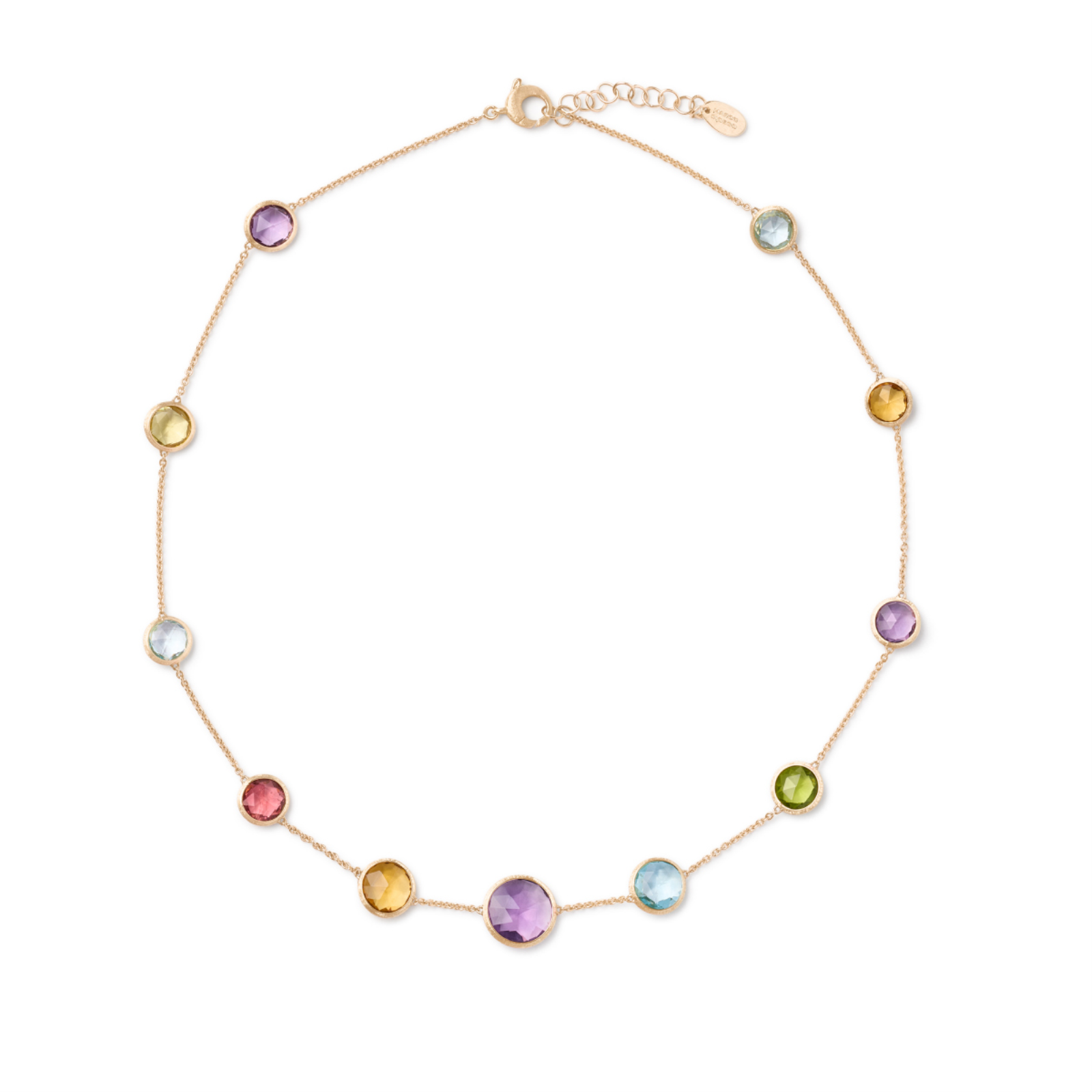 Gold and Mixed Rose Cut Gemstone Short Jaipur Necklace