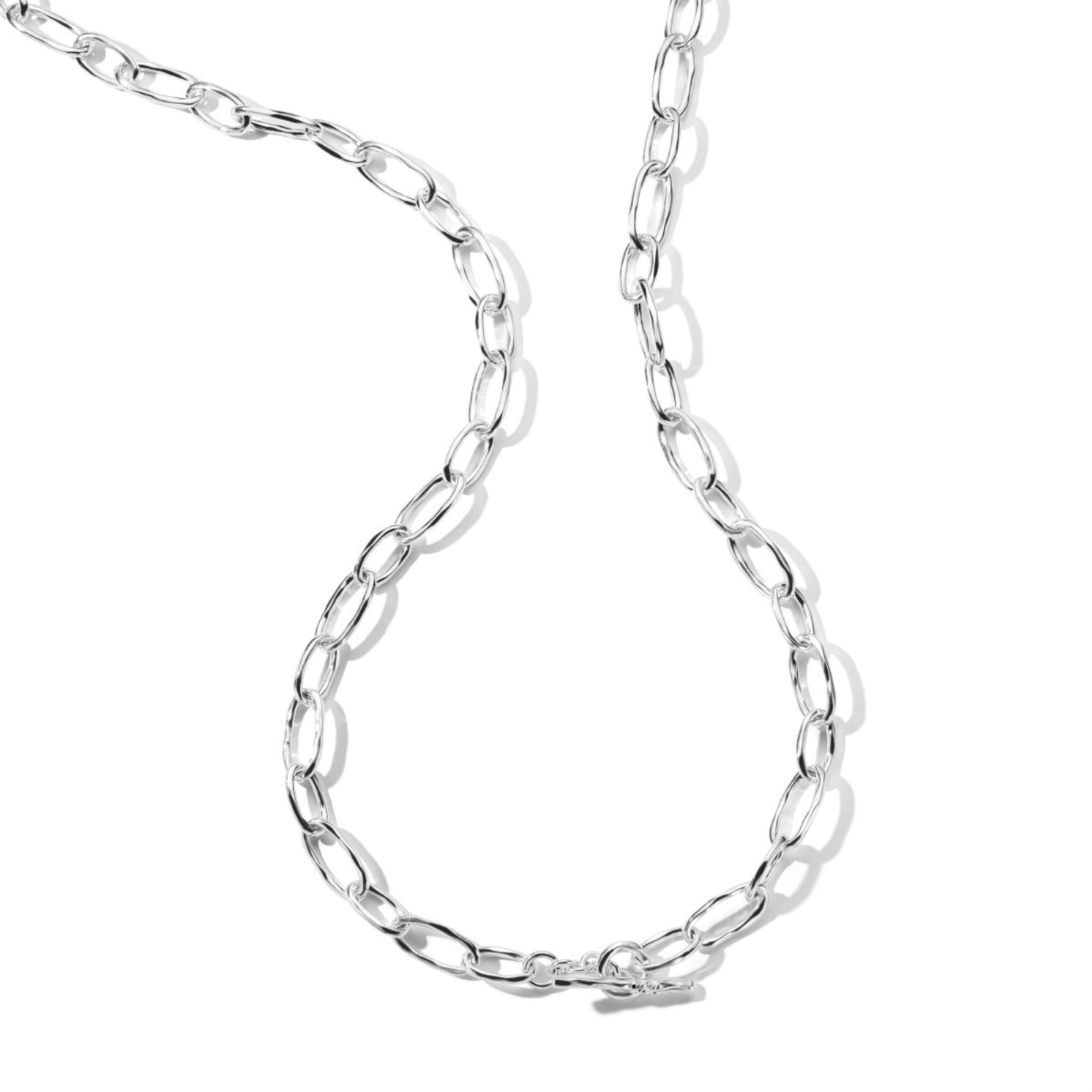 Silver Faceted Oval Link Classico Necklace
