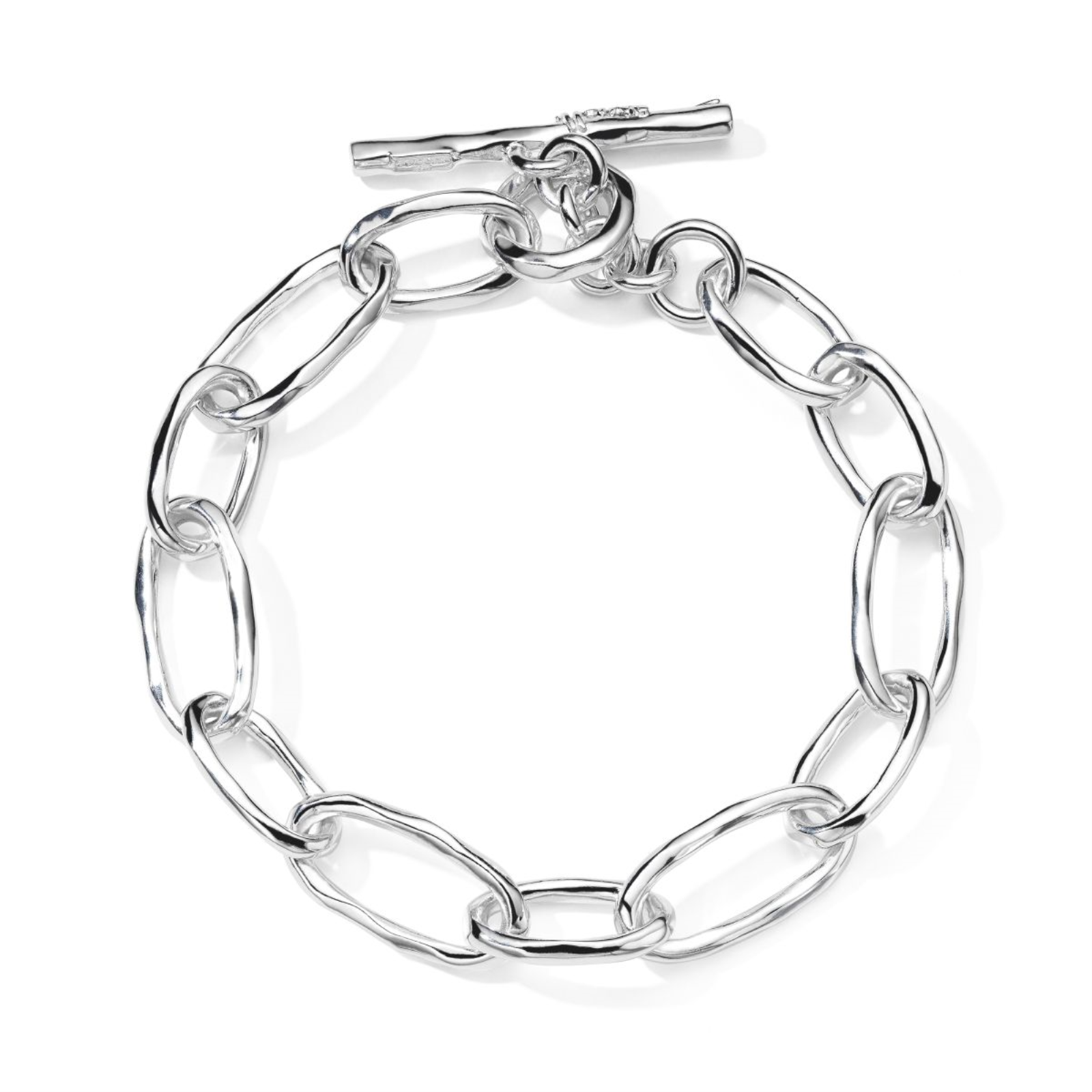 Silver Faceted Oval Link Bracelet