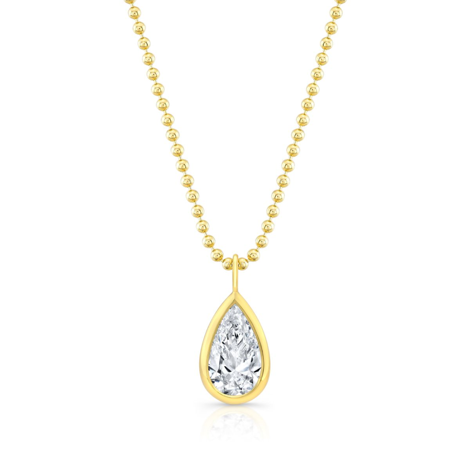 Gold and Diamond Pear Shape Pendant Necklace