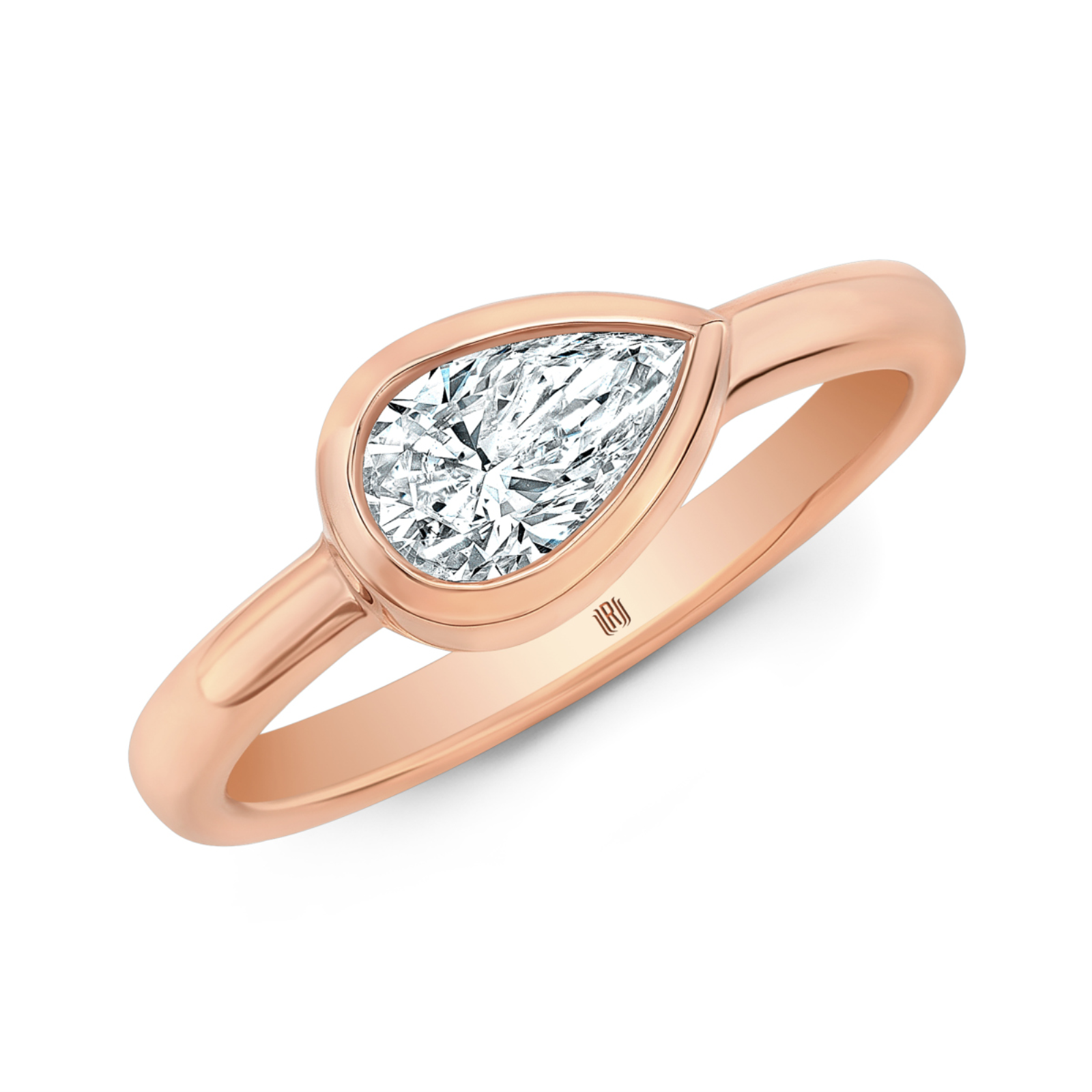Rose Gold Bezel Pear Solitaire Ring