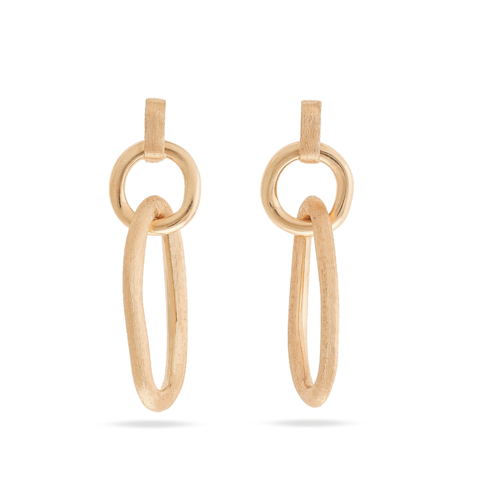 Gold Engraved and Polished Link Jaipur Drop Earrings