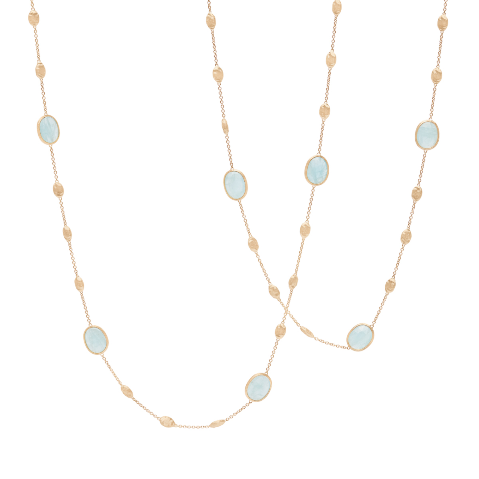 Gold and Aquamarine Siviglia Long Necklace