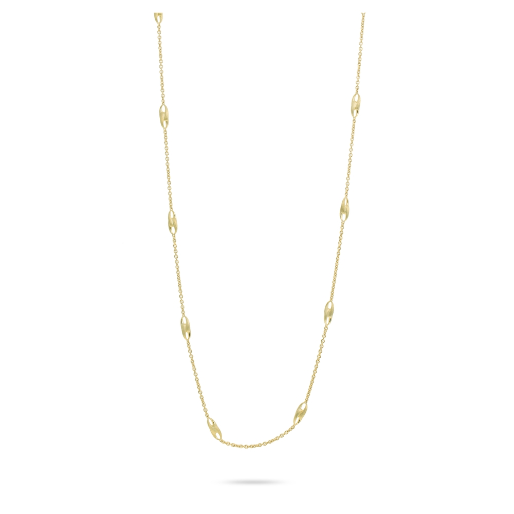 Lucia Long Link Station Necklace in Yellow Gold