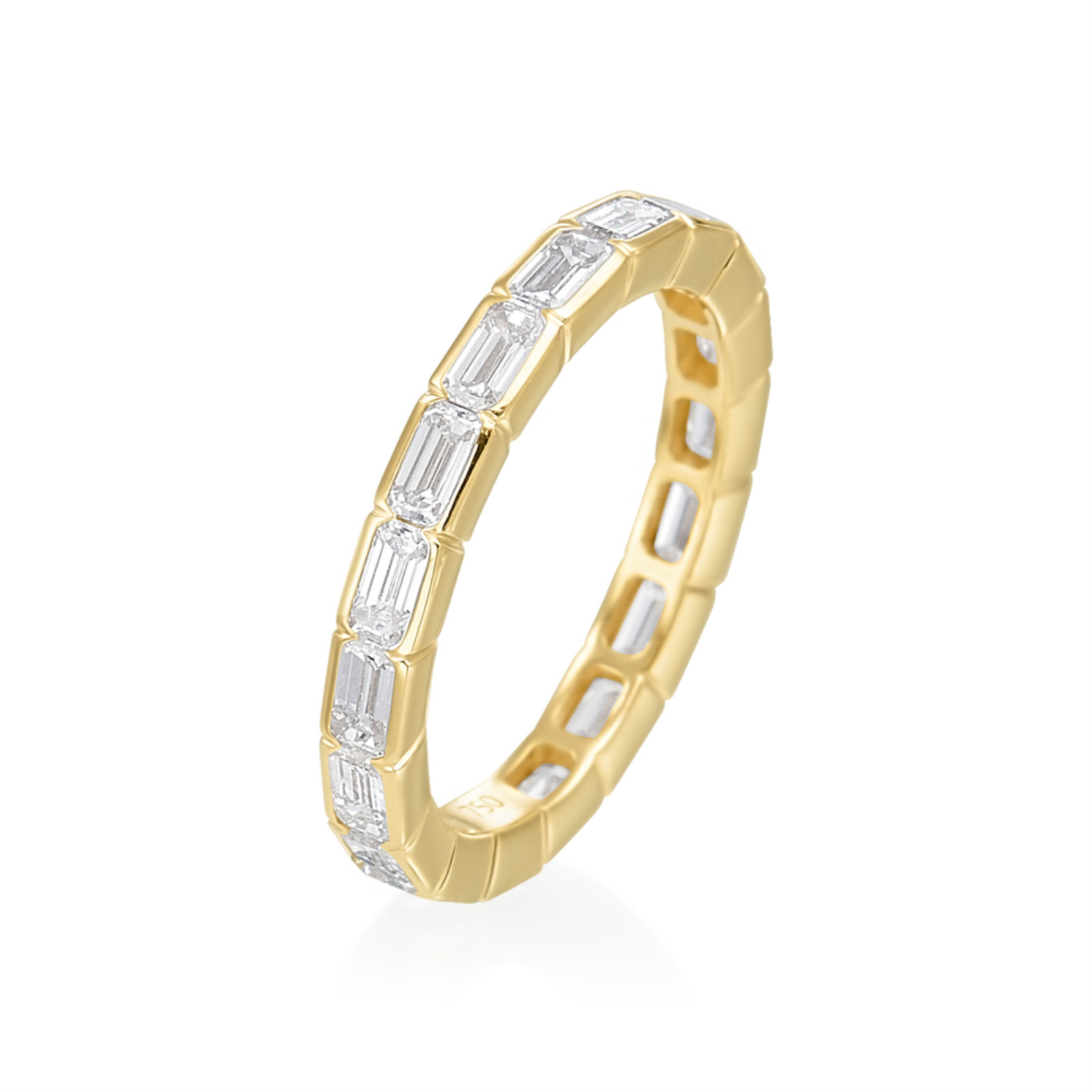 Gold and Diamond Horizontal Emerald Cut Eternity Band