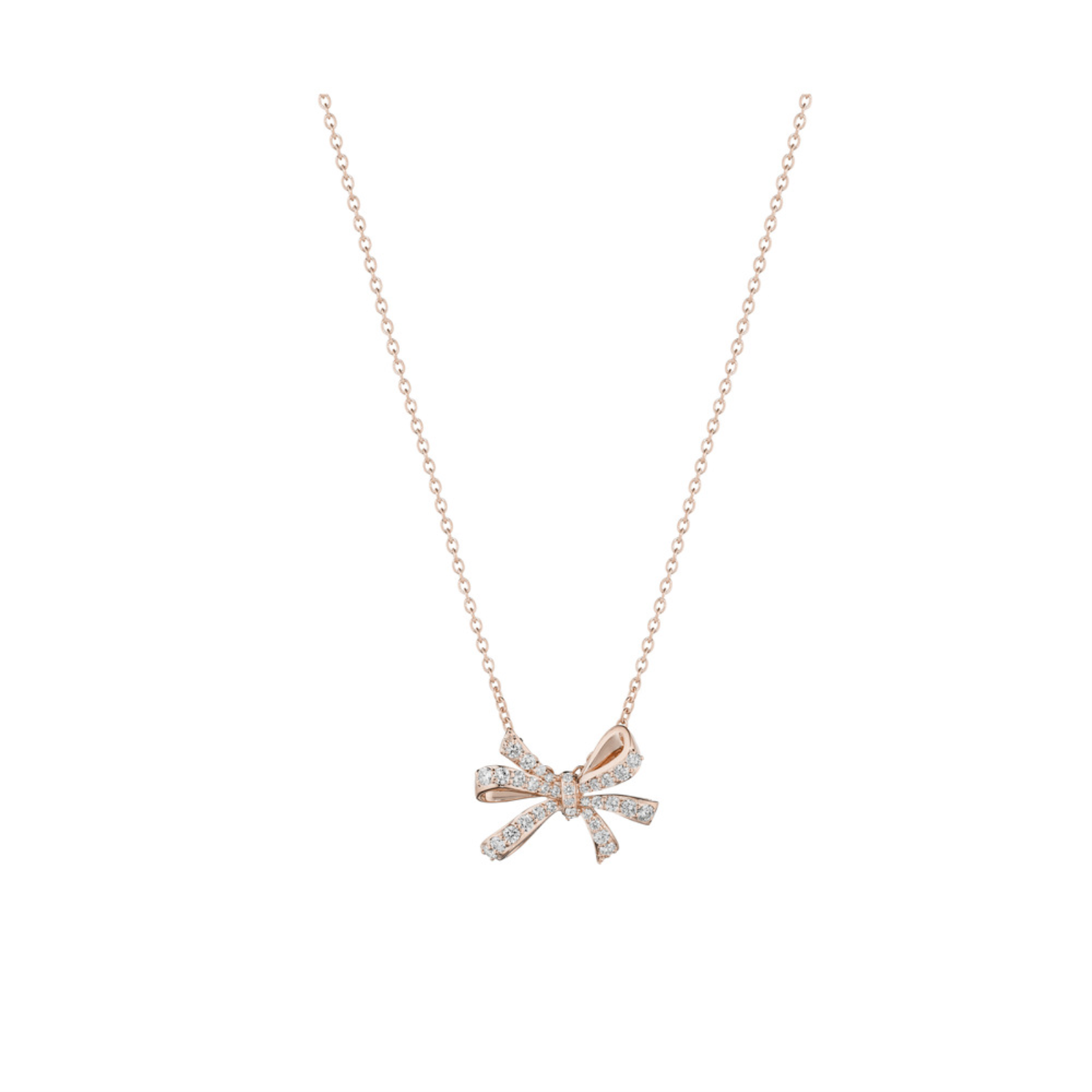 Rose Gold and Diamond Bow Necklace