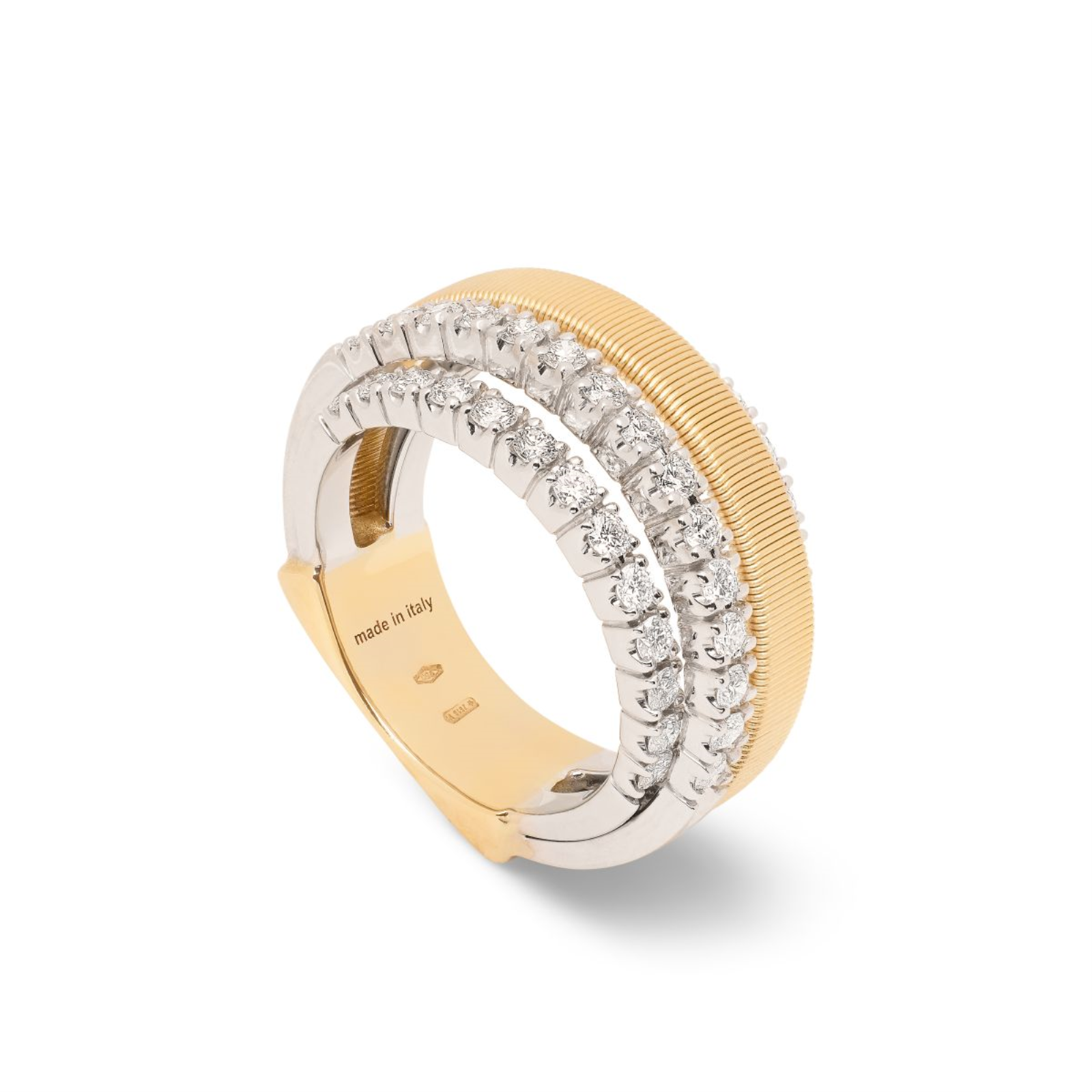 Masai Gold 4-Strand Coil Ring With 3 Diamond Pavé Bands