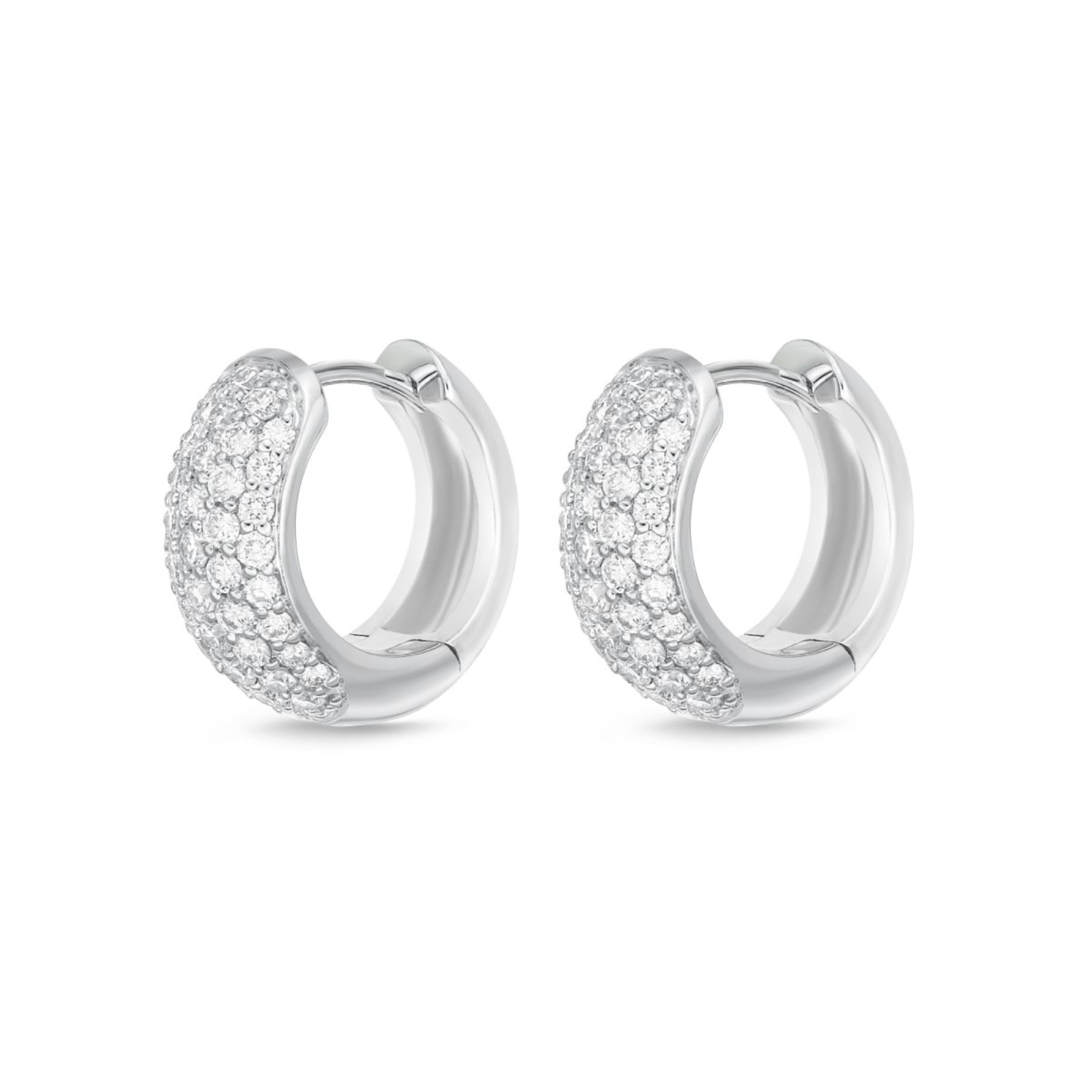 White Gold and Diamond Pave Huggies