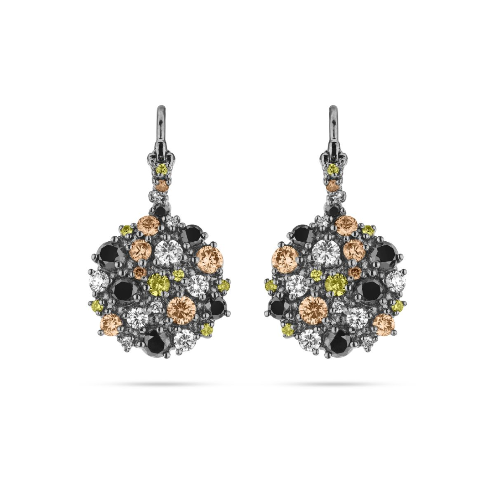 Black Gold Confetti Pave Diamond Drop Earrings