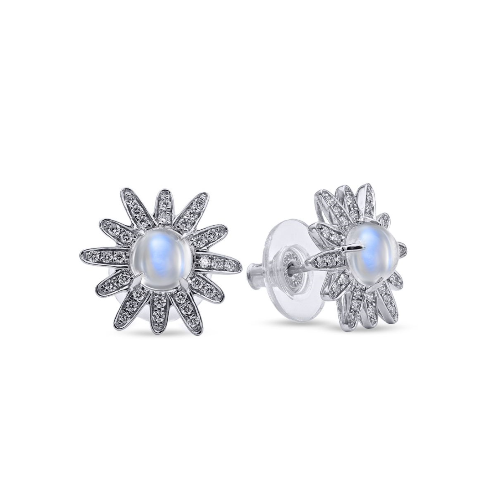 Gleam Diamond and Moonstone Stud Earrings