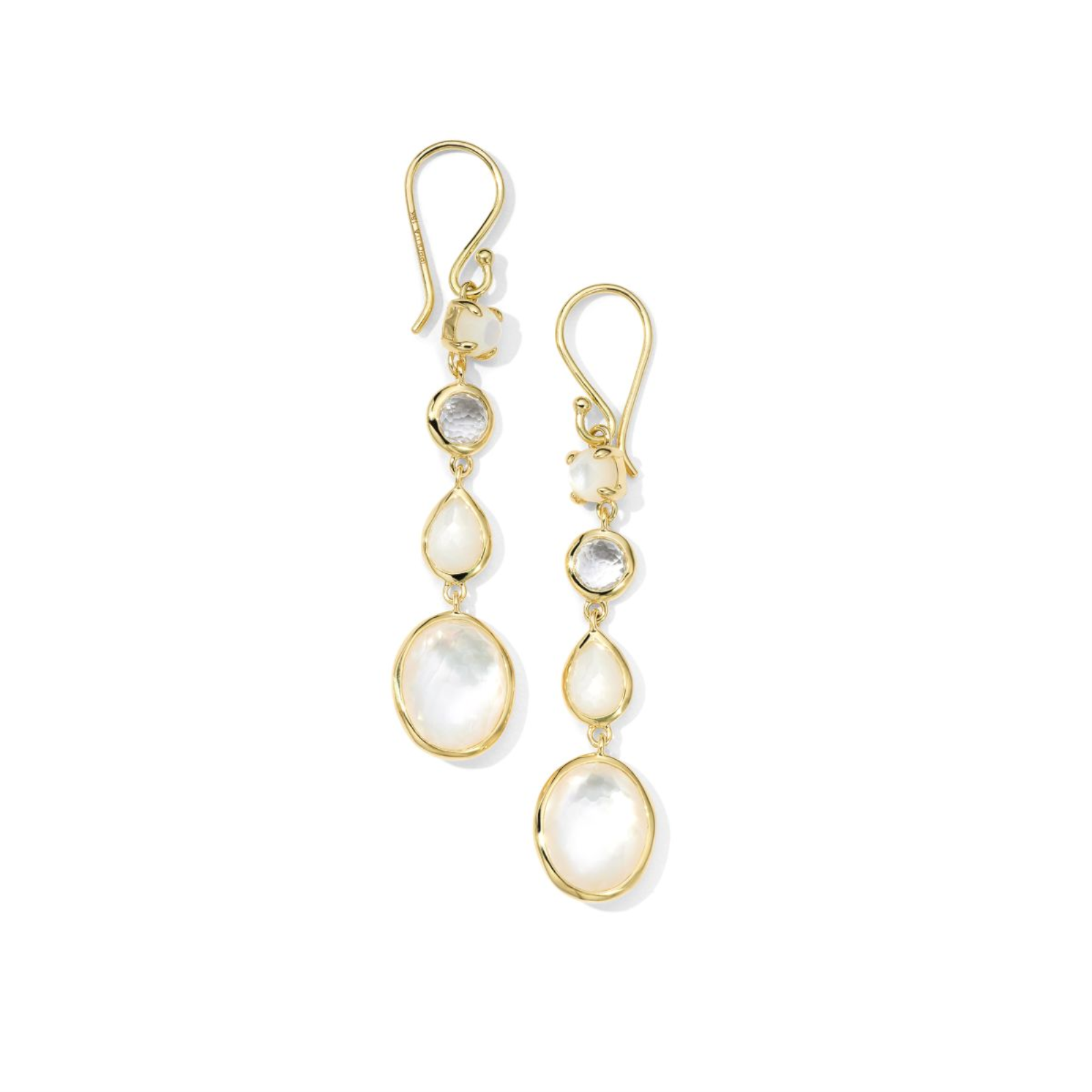 Gold Small 4-Stone Linear Drop Earrings