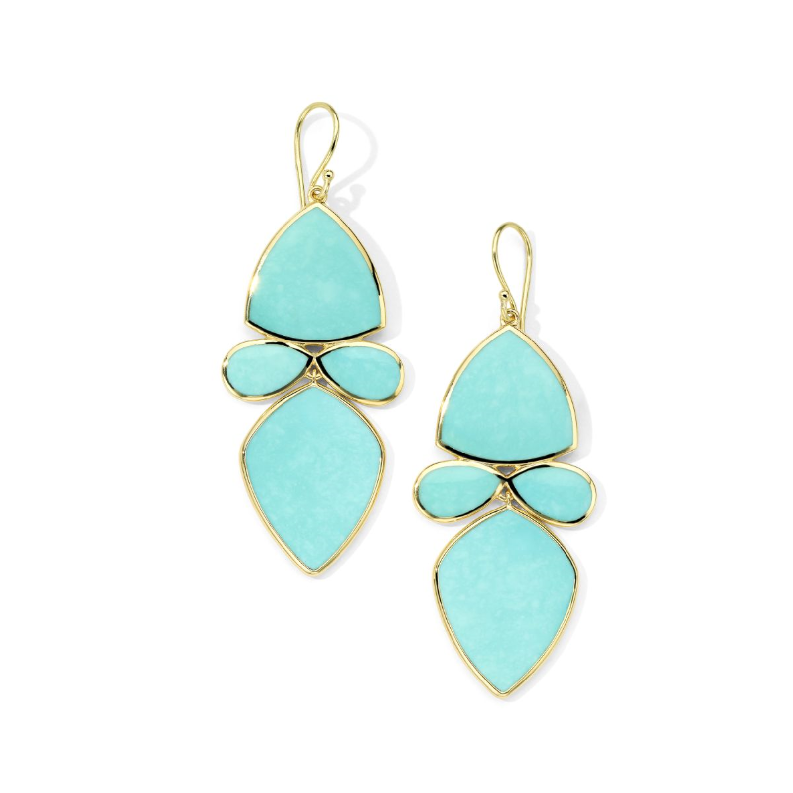 GOLD TURQUOISE MIXED SHAPE DROP EARRINGS
