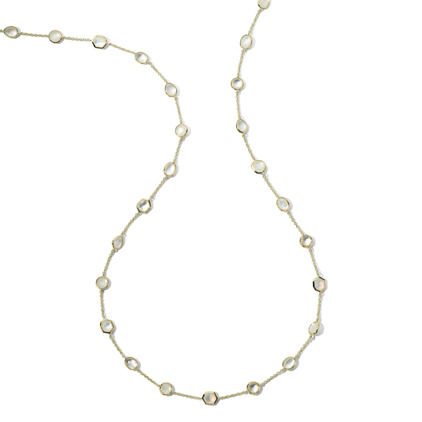 Gold Stone Station Chain Necklace