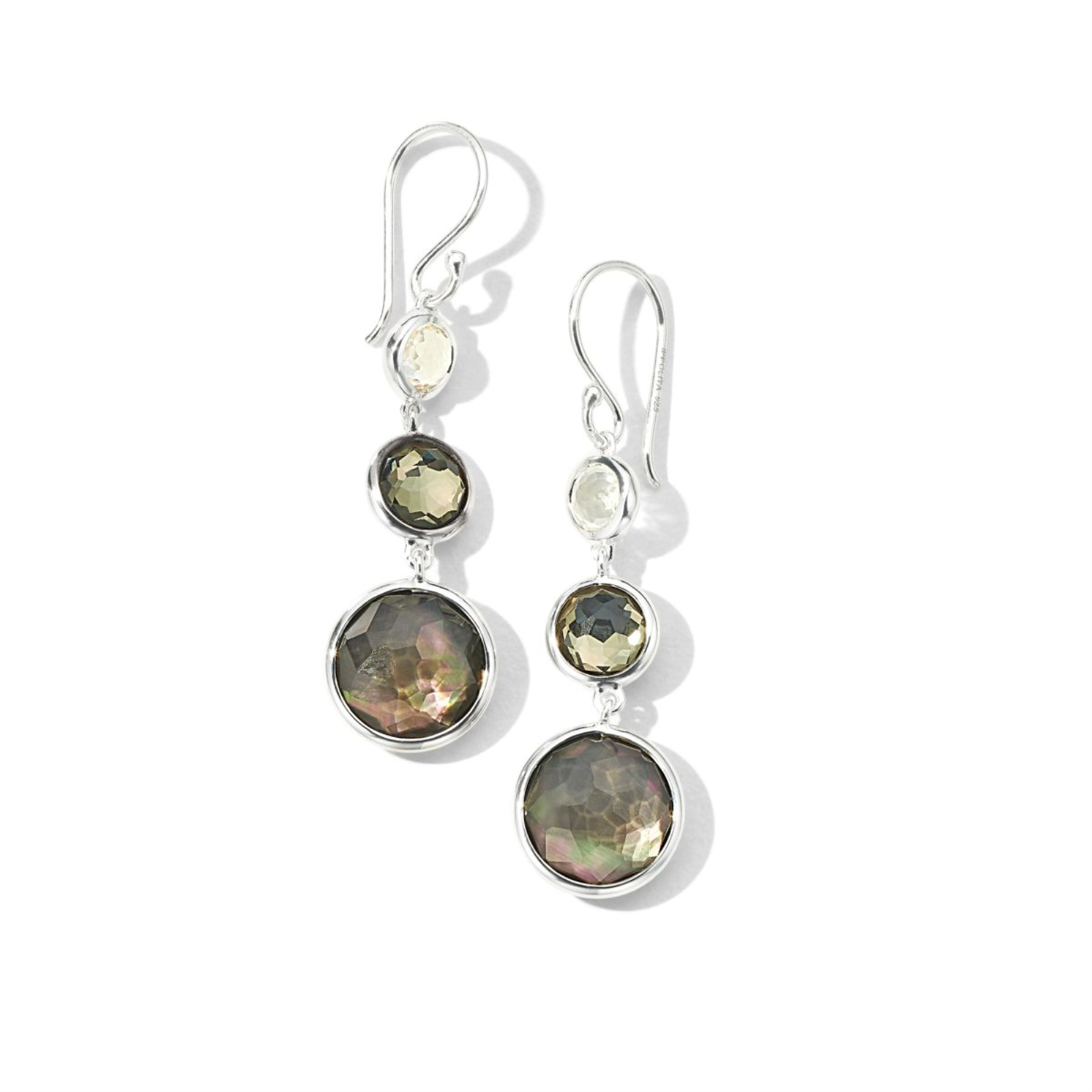 Silver Lollitini 3-Stone Drop Earrings