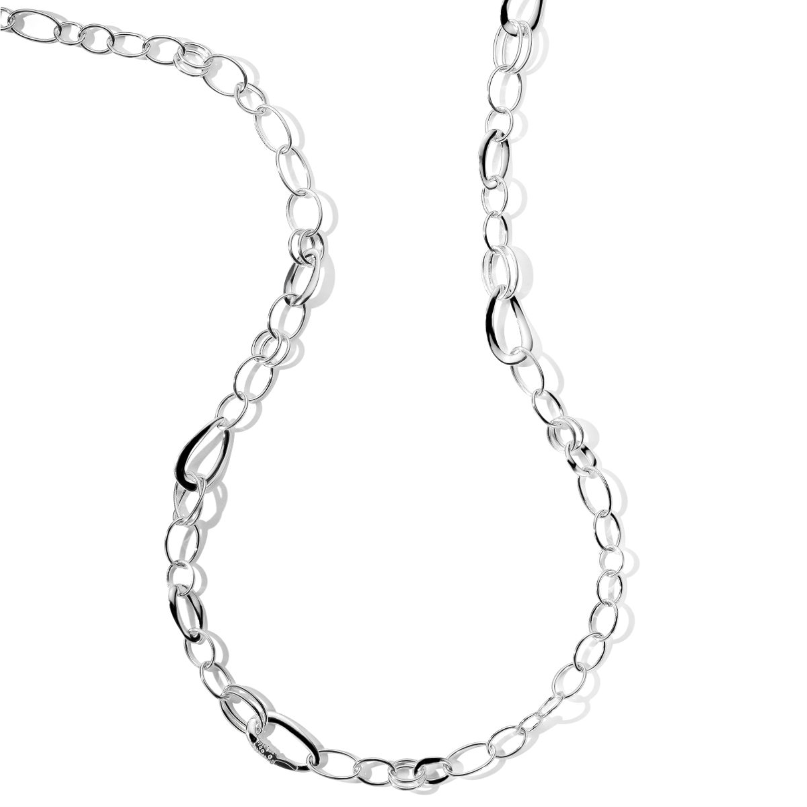 Silver Long Cherish Link Necklace