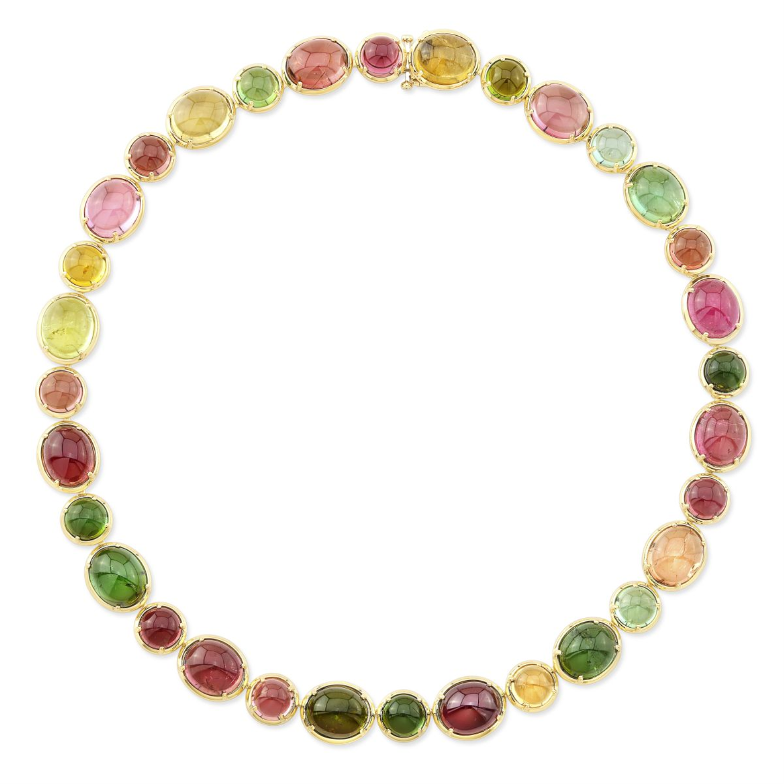 Gold and Tourmaline Cabachon Necklace