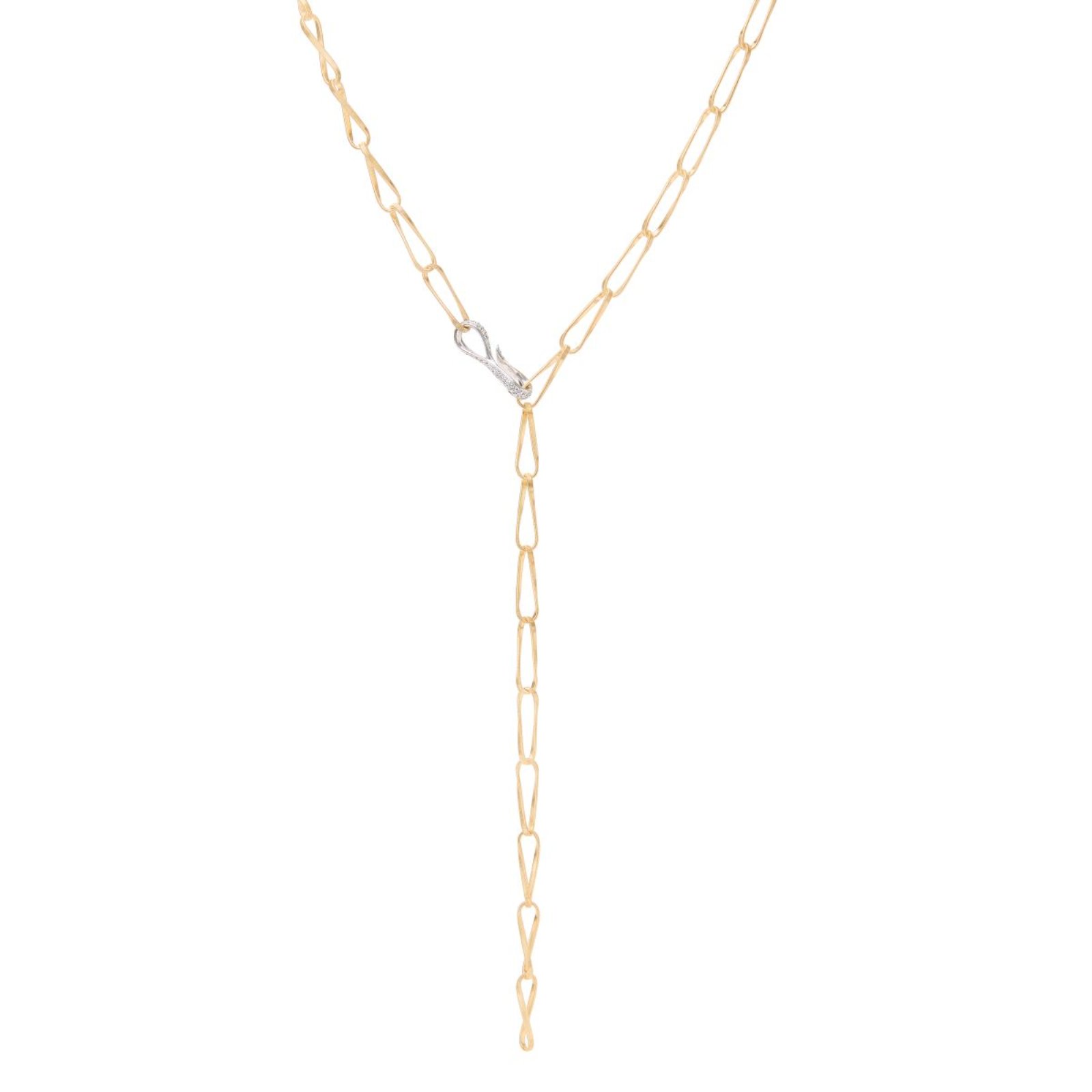 Marrakech Onde Gold Twisted Coil Link Lariat With Diamond Clasp