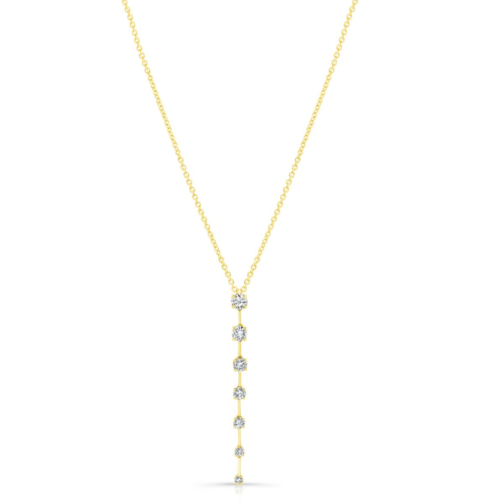 Gold Diamond Graduated Drop Necklace