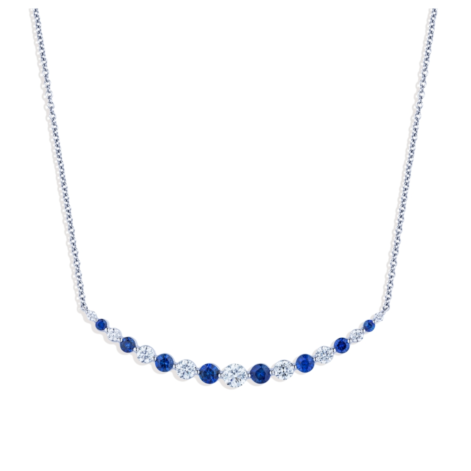 Sapphire and Diamond Smile Necklace