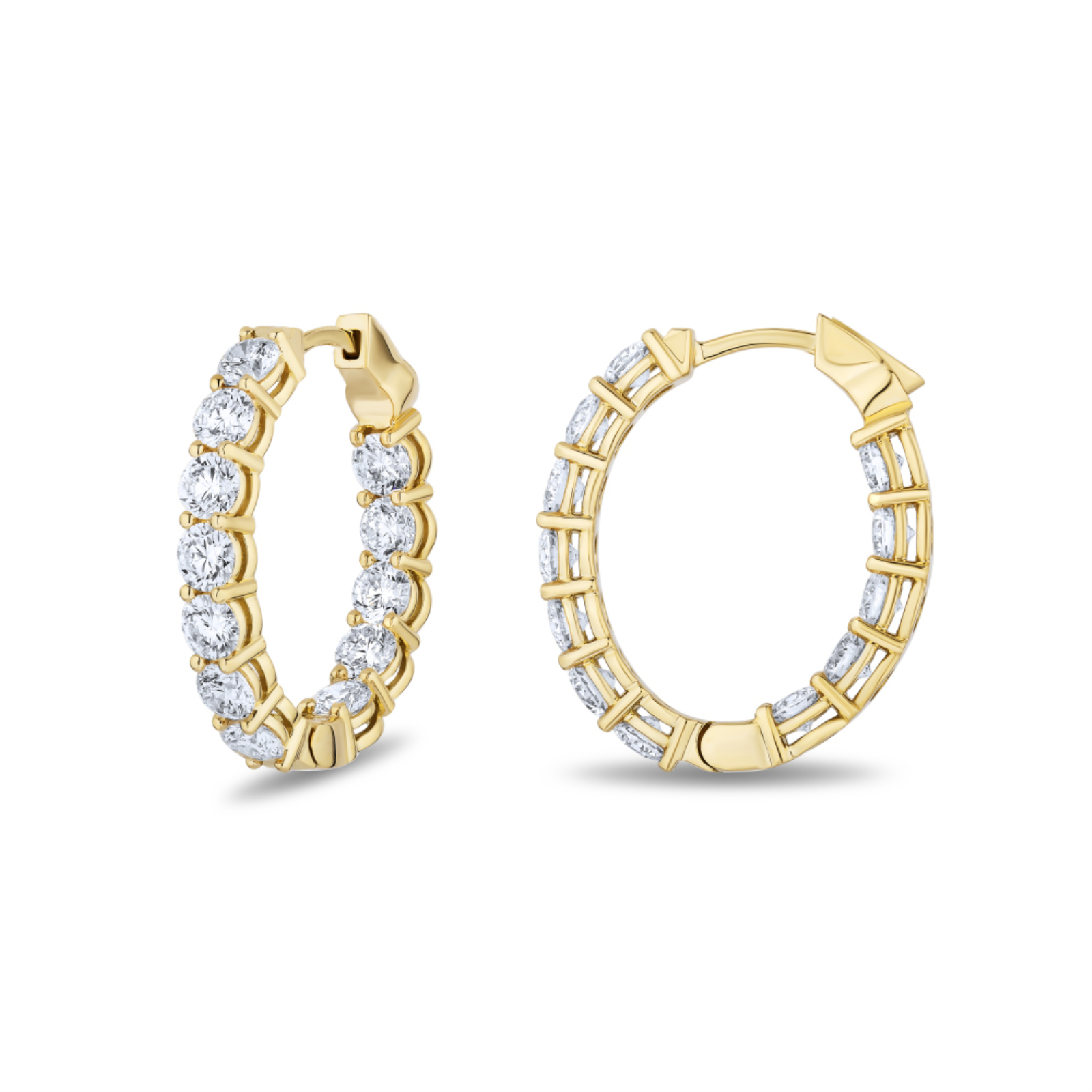 Gold and Diamond Hoop Earrings