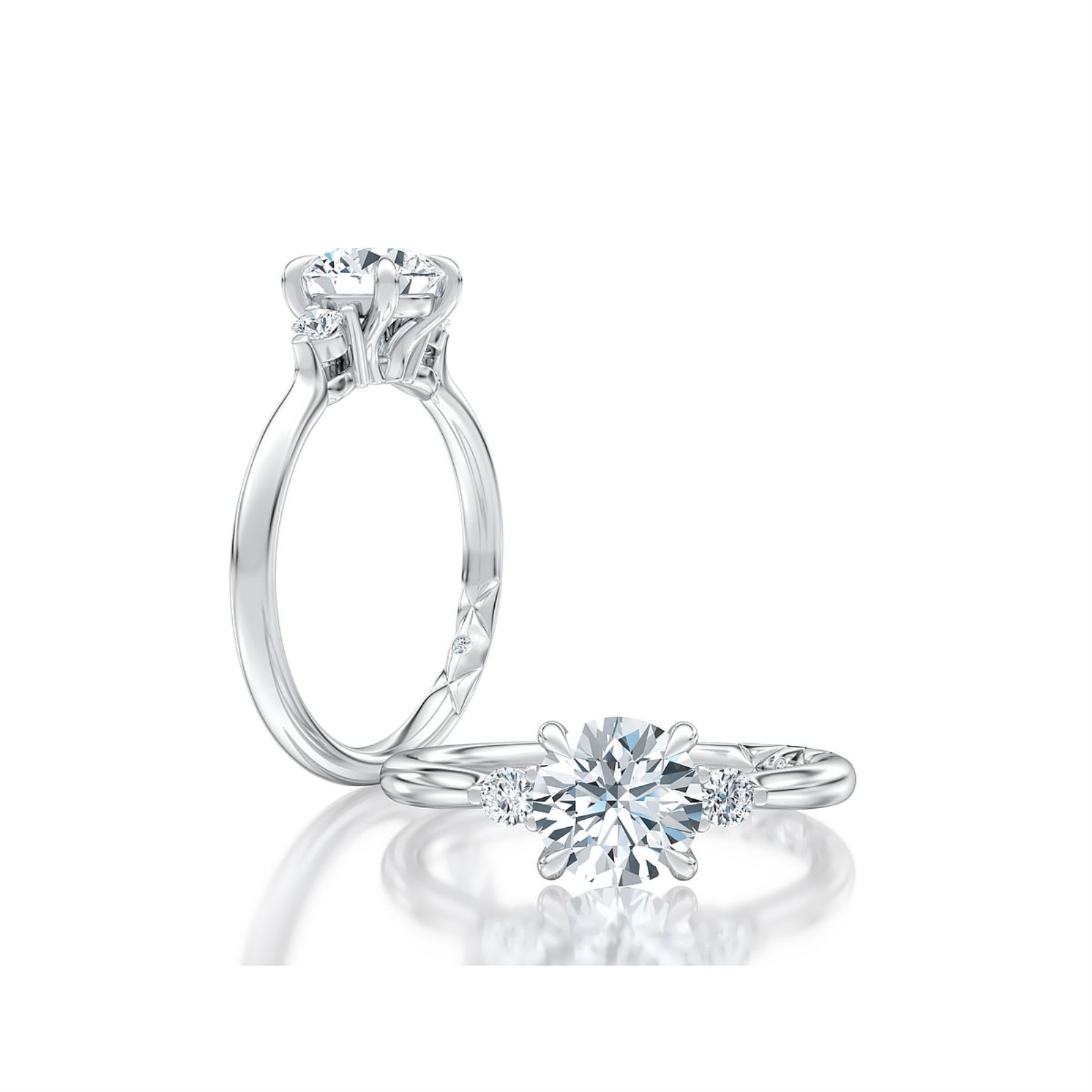 Platinum and Diamond Three Stone Engagement Ring Mounting