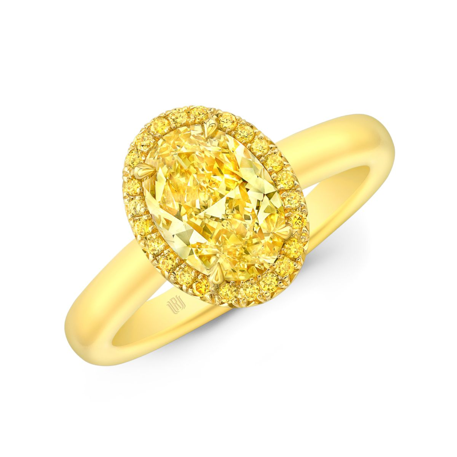 Gold and Yellow Diamond Halo Ring