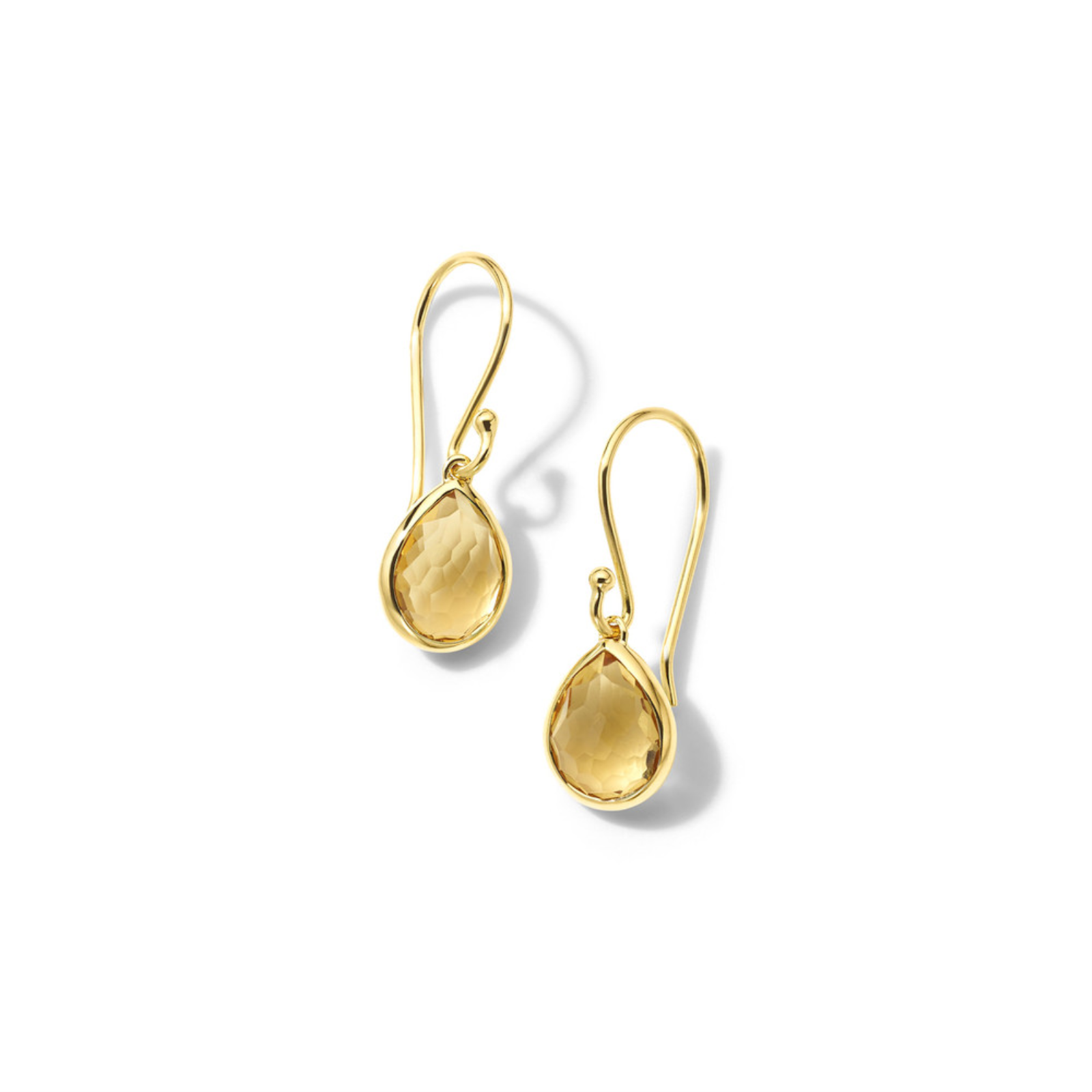 Gold Teeny Orange Citrine Teardrop Earrings