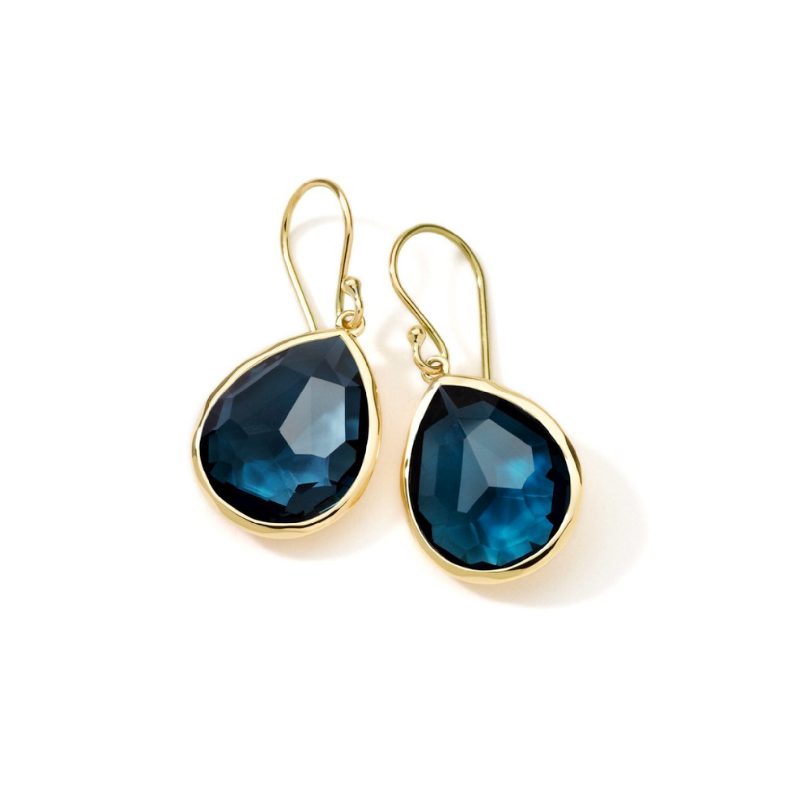 Gold Small Single Stone Teardrop Earrings
