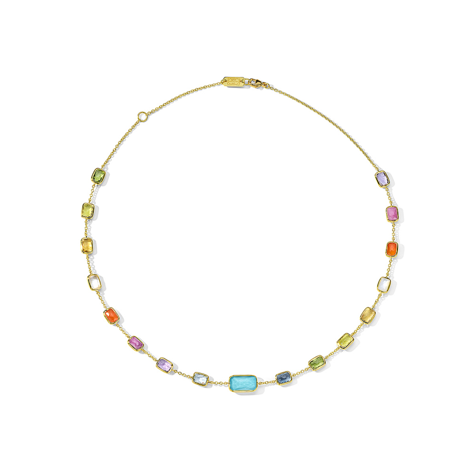 Gold Short Chain Necklace in Summer Rainbow