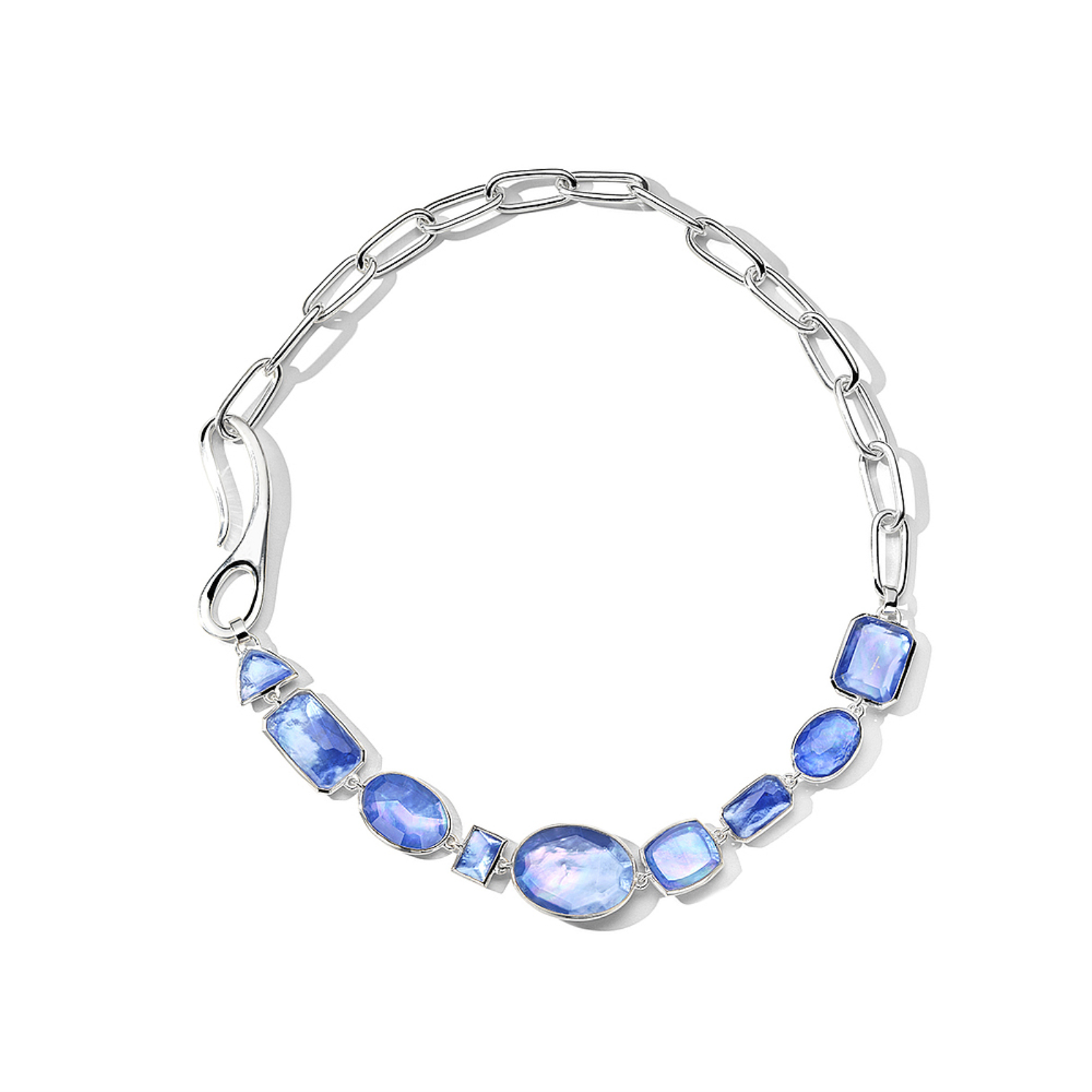 Silver Mixed Cut Linea Link Necklace
