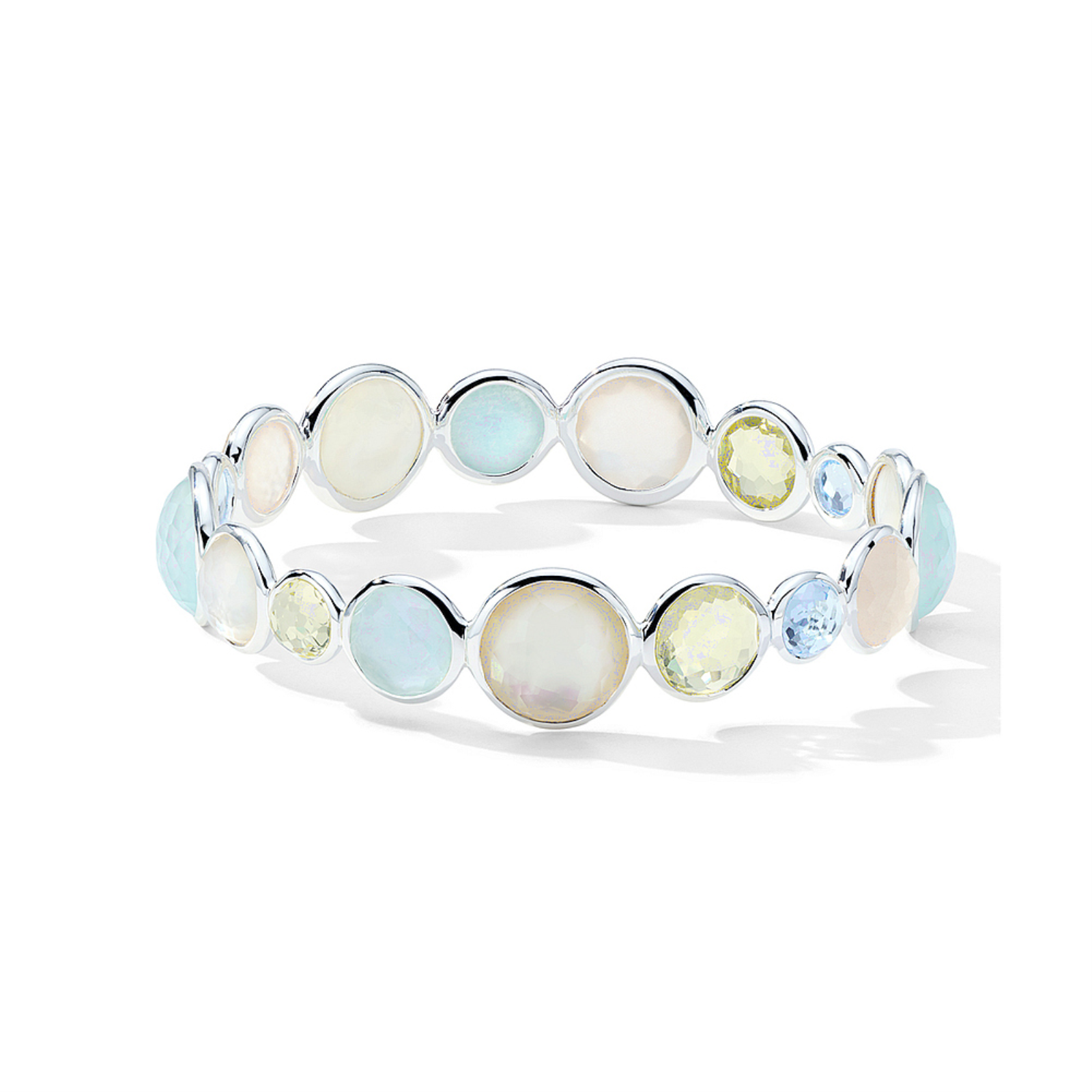 Sterling Silver Bangle Bracelet in Calabria with Multi-Stone