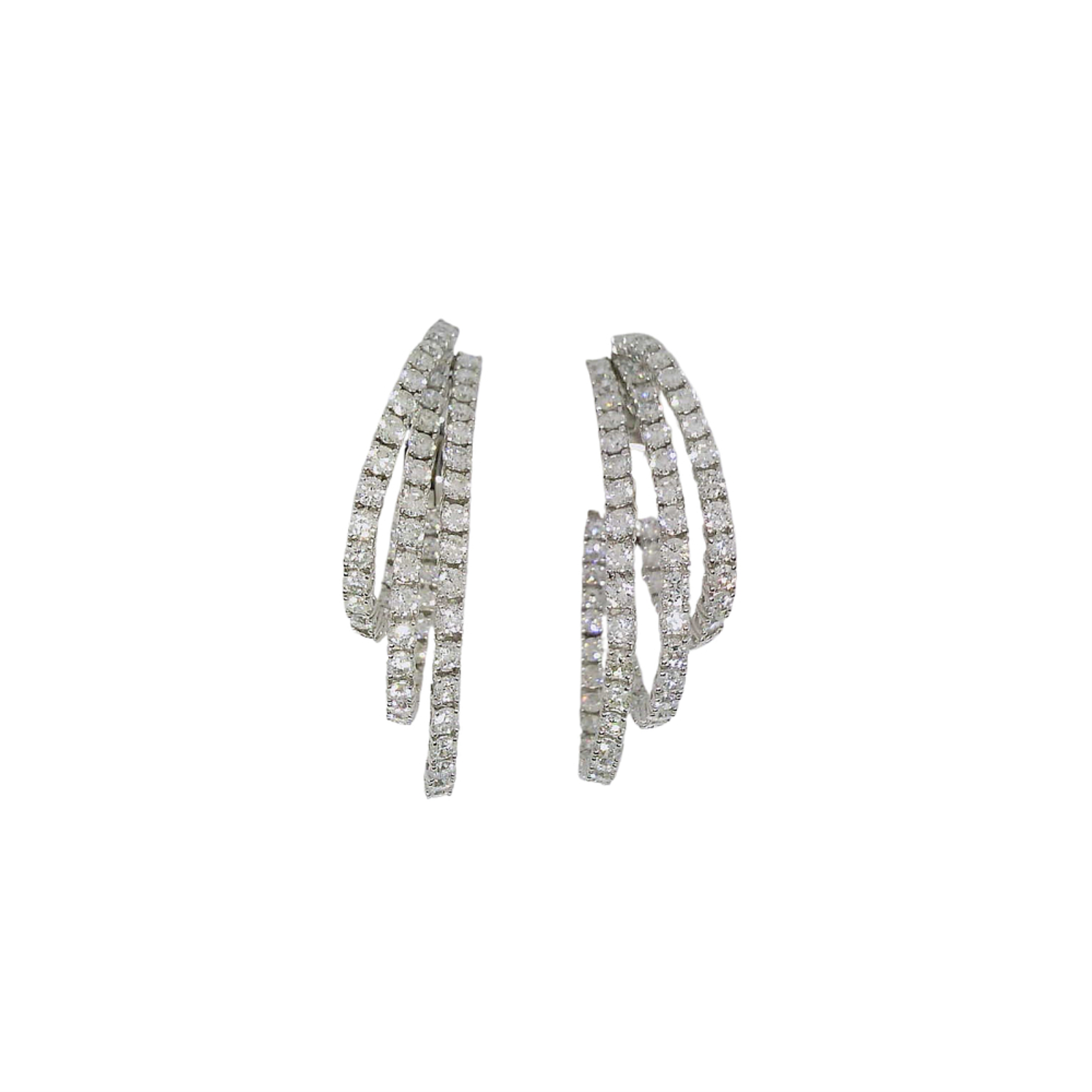 White Gold and Diamond Triple Hoop Earrings