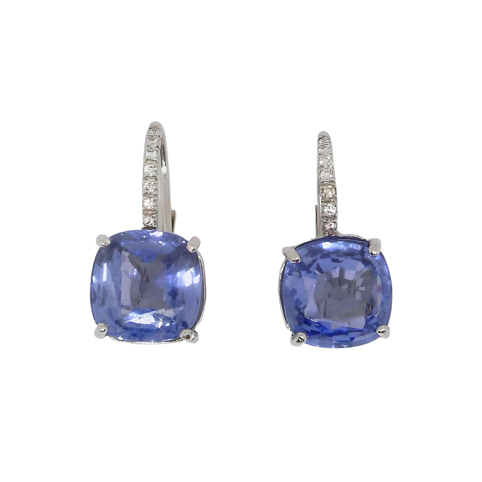 White Gold Sapphire and Diamond Drop Earrings