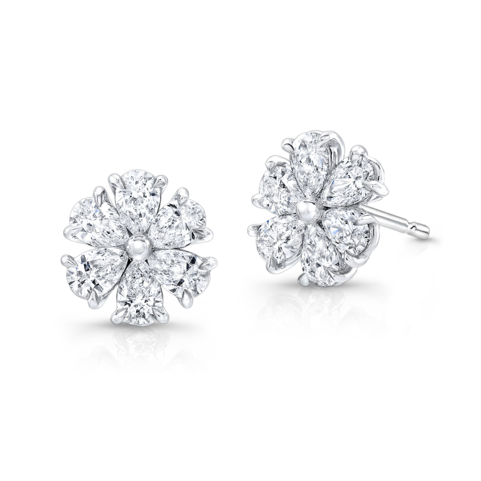 White Gold and Diamond Flower Studs