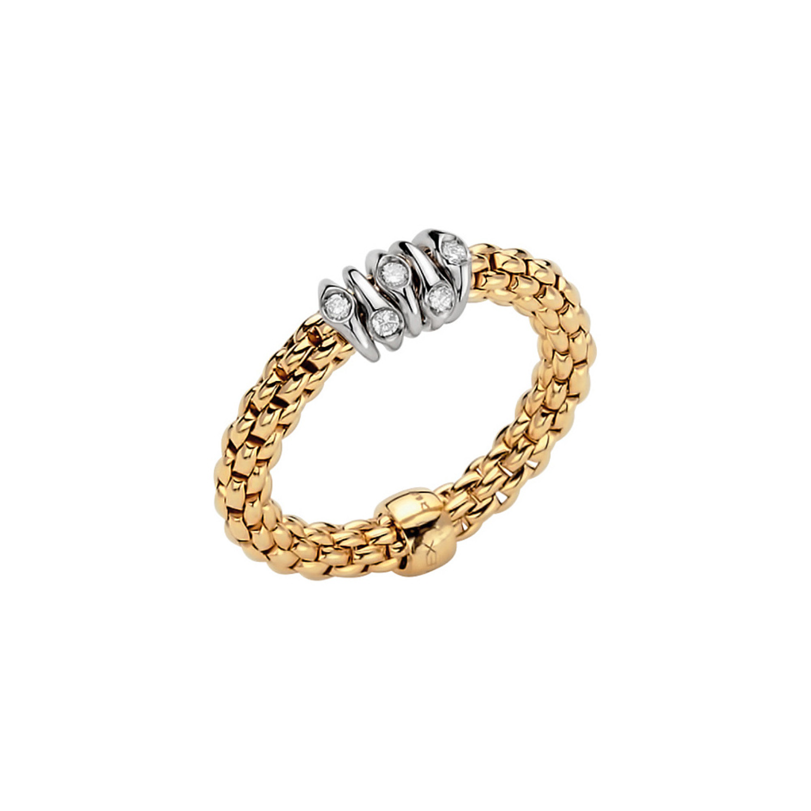 White/Yellow Gold Flex Prima Ring with Diamonds
