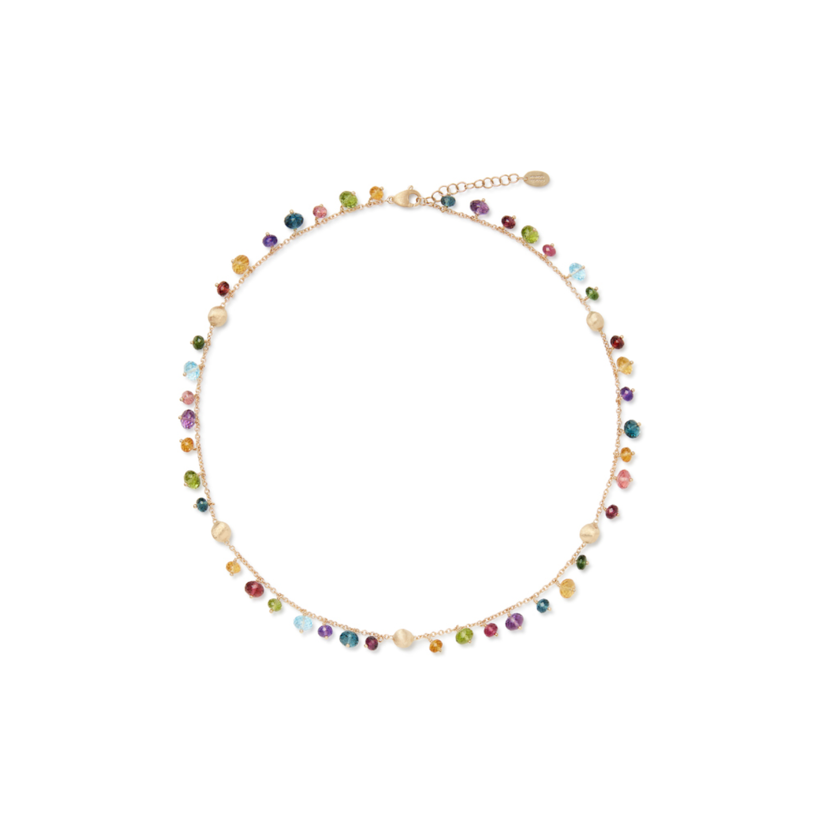 Gold and Mixed Gemstone Rondel Single Strand Africa Necklace