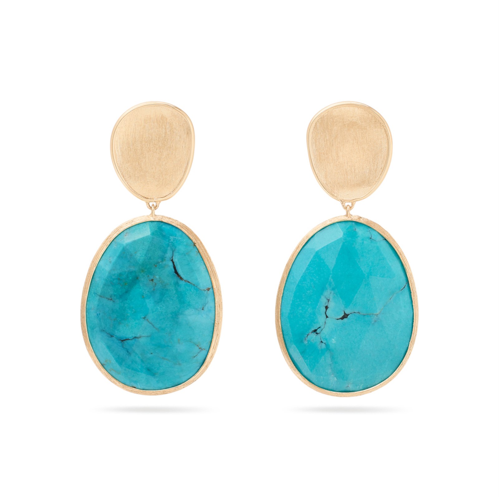 Gold and Turquoise Lunaria Double Drop Earrings
