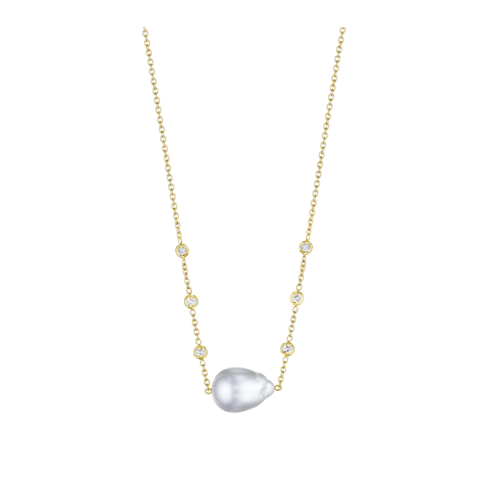 Gold Diamond and South Sea Pearl Necklace