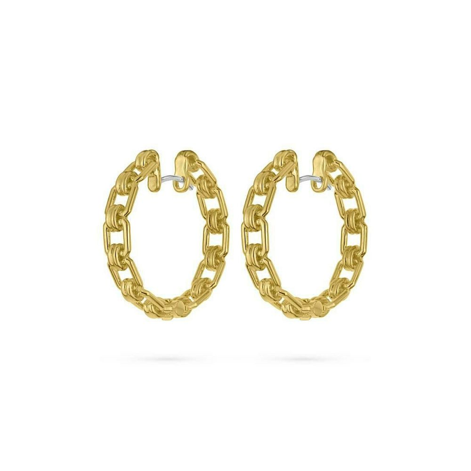 Gold Square Chain Hoop Earrings